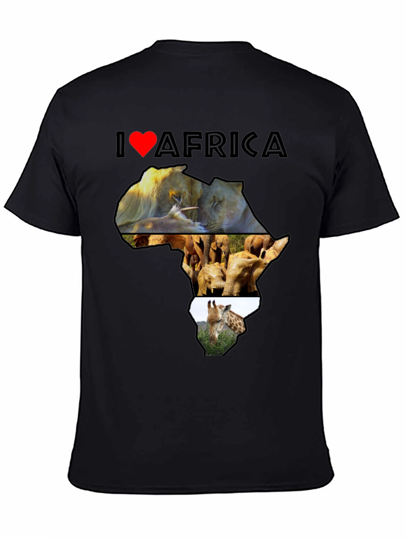 I Love Africa T-Shirt: Lion Elephant Giraffe Design