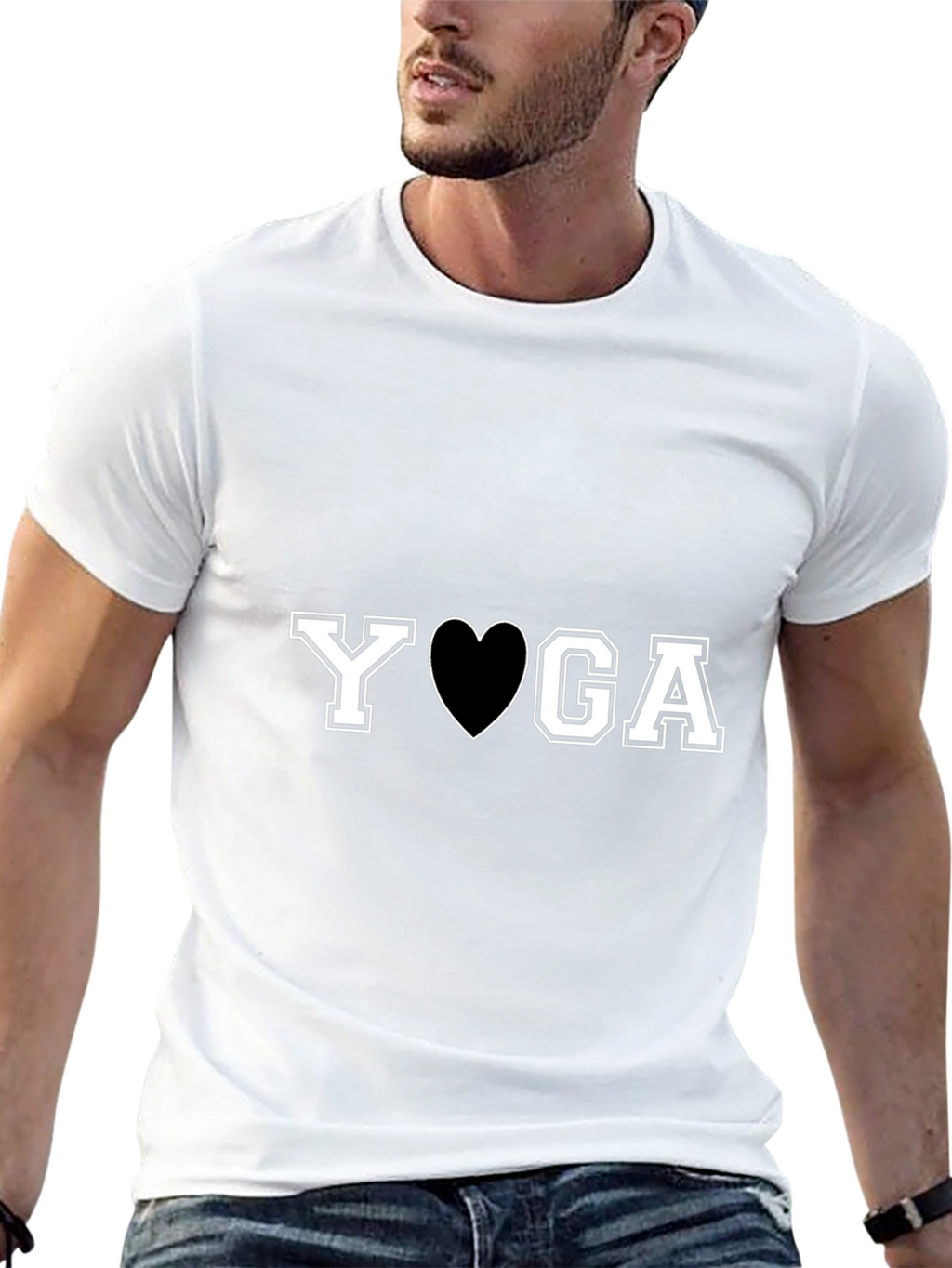 Yoga Heart Graphic T-Shirt - Black
