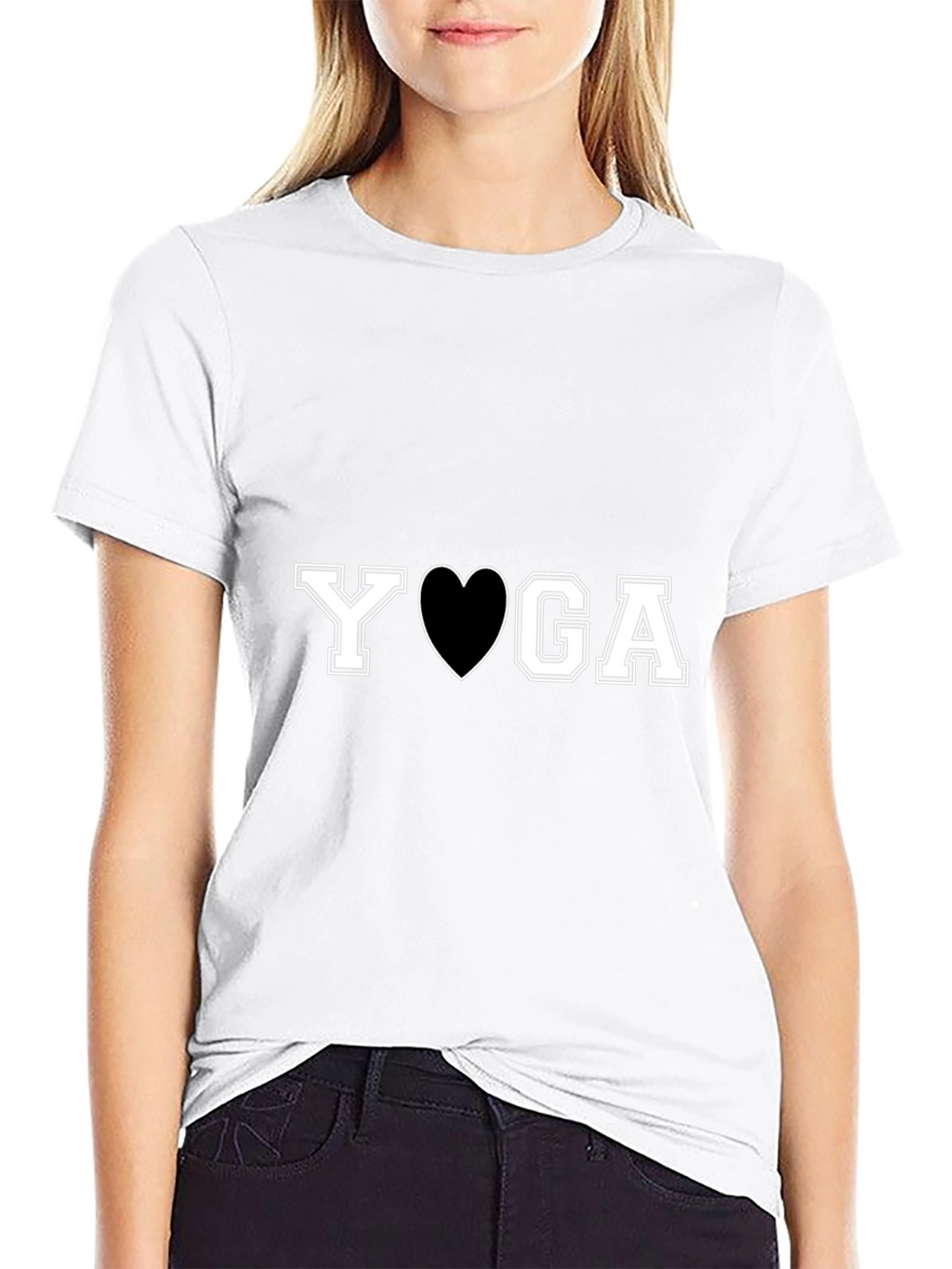 Yoga Heart Graphic T-Shirt - Black