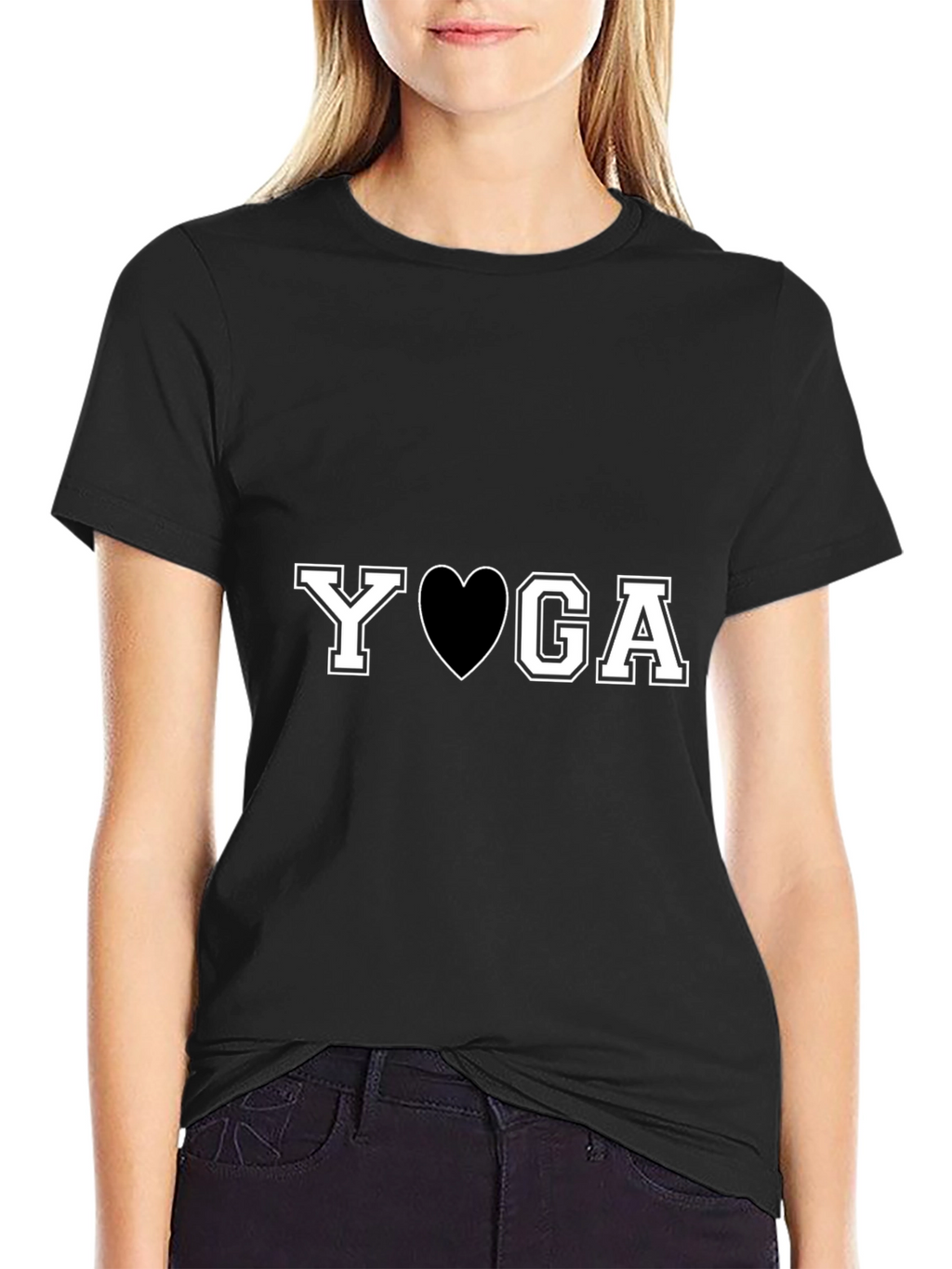 Yoga Heart Graphic T-Shirt - Black