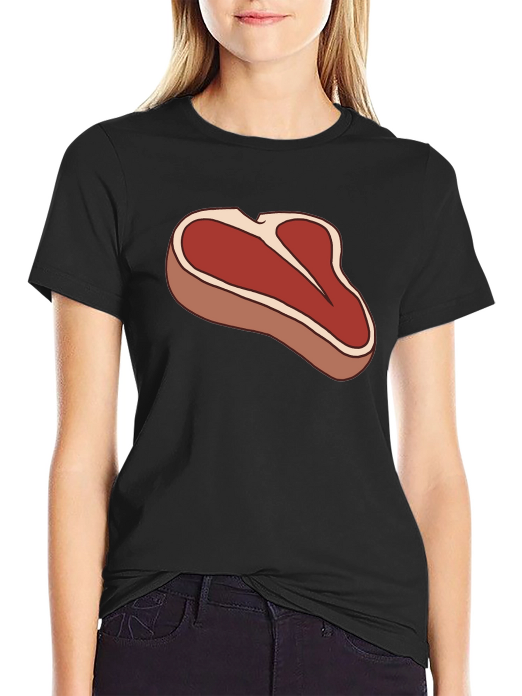 Steak Graphic Black T-Shirt - Funny Meat Lover Tee