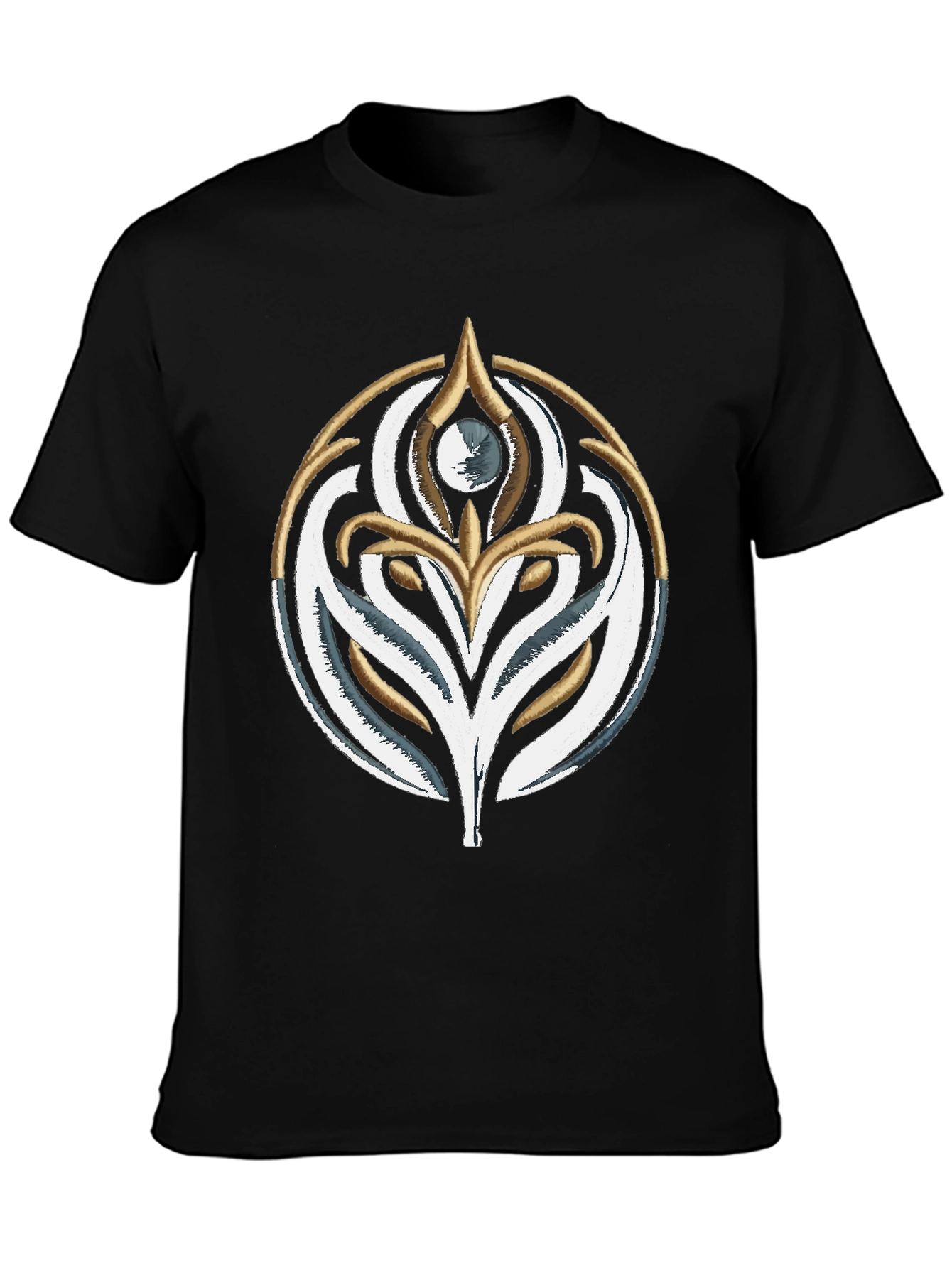 Embroidered Emblem T-Shirt - Stylish Black Cotton Tee