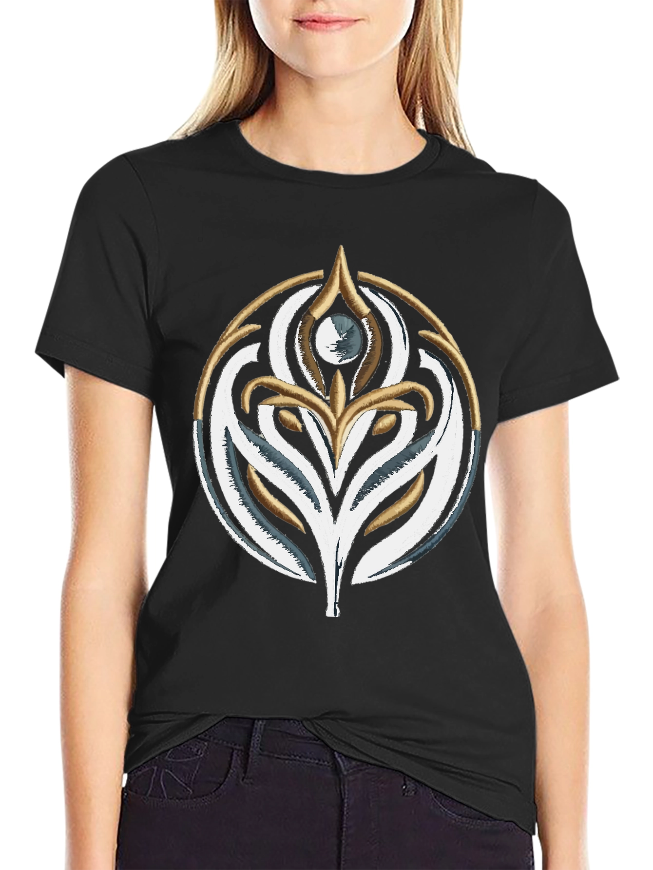 Embroidered Emblem T-Shirt - Stylish Black Cotton Tee