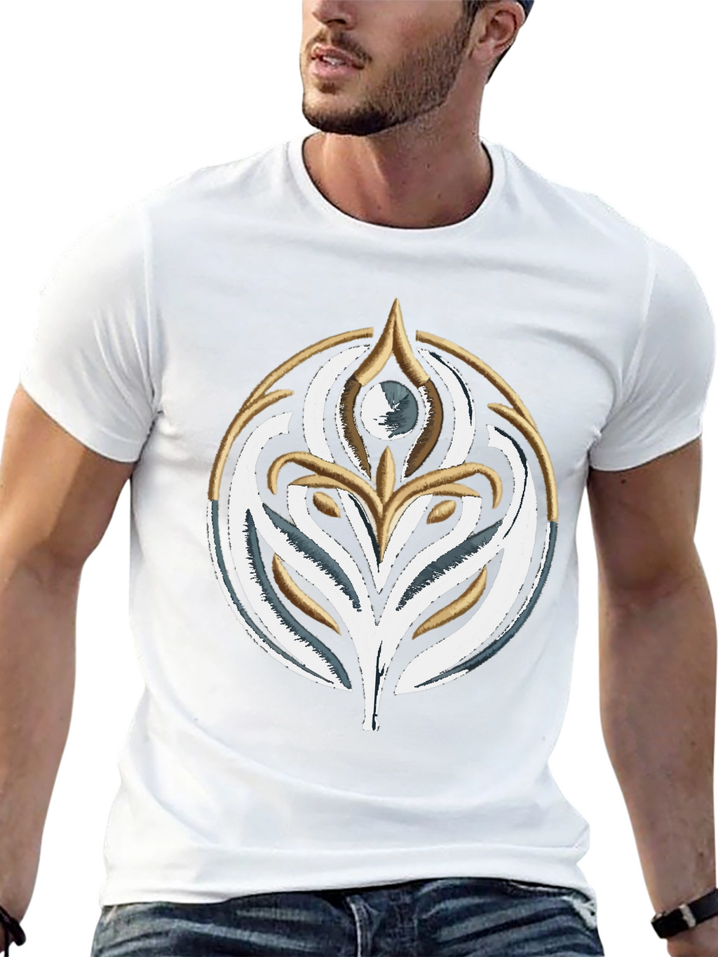 Embroidered Emblem T-Shirt - Stylish Black Cotton Tee