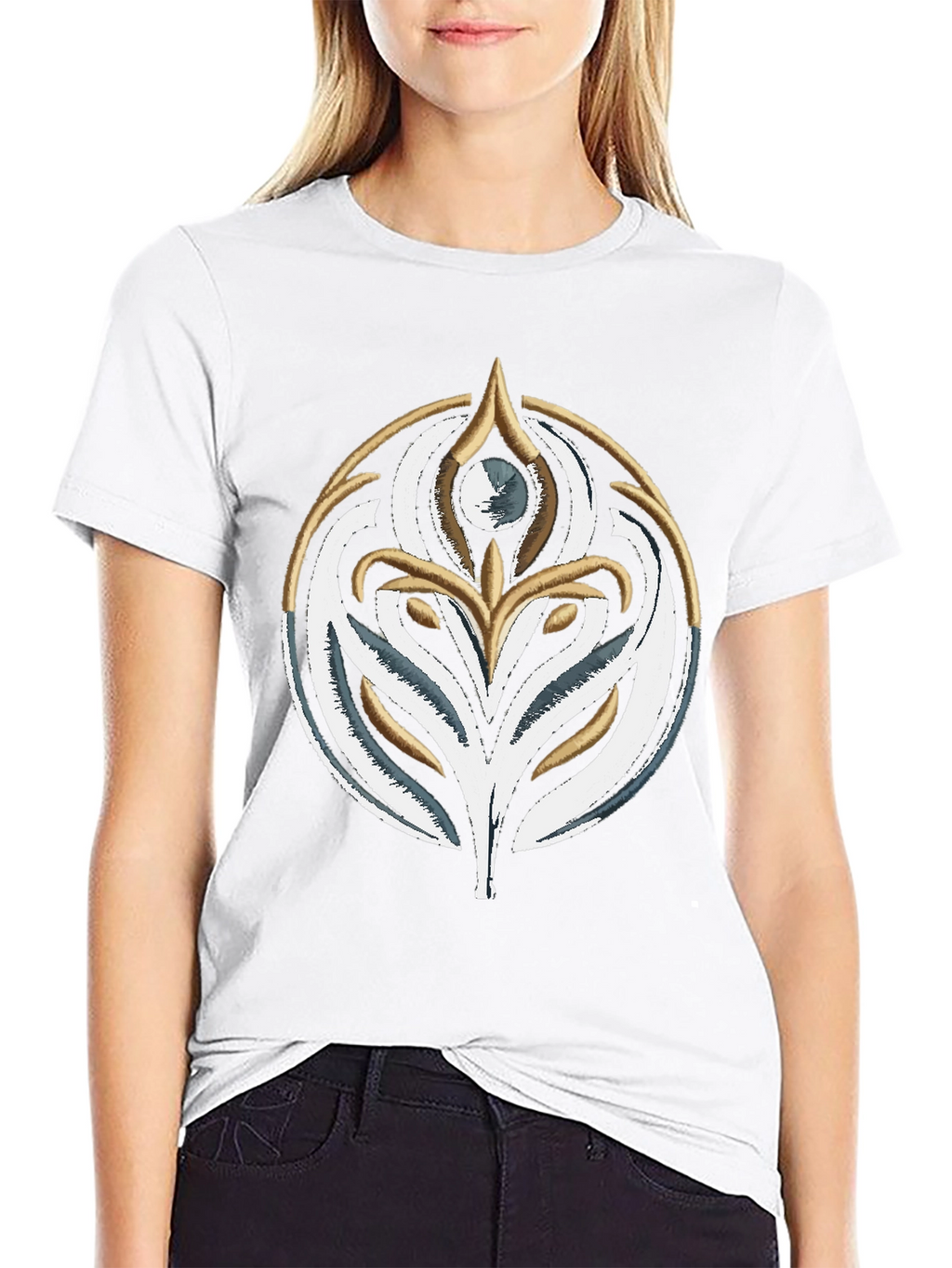 Embroidered Emblem T-Shirt - Stylish Black Cotton Tee