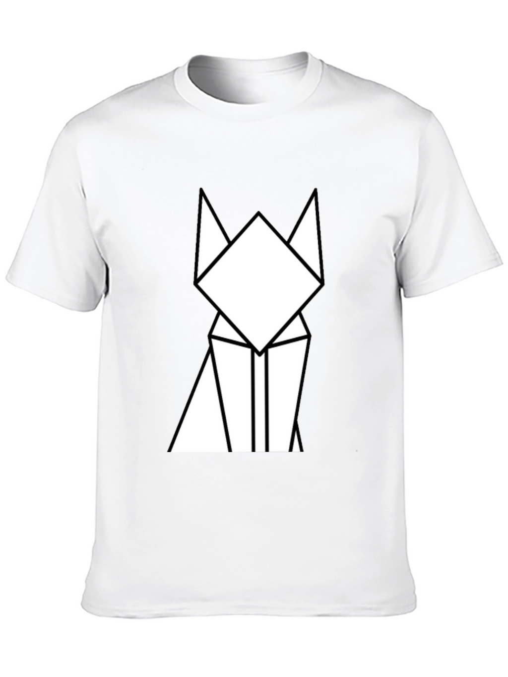 Geometric Cat Graphic Tee - Minimalist Design