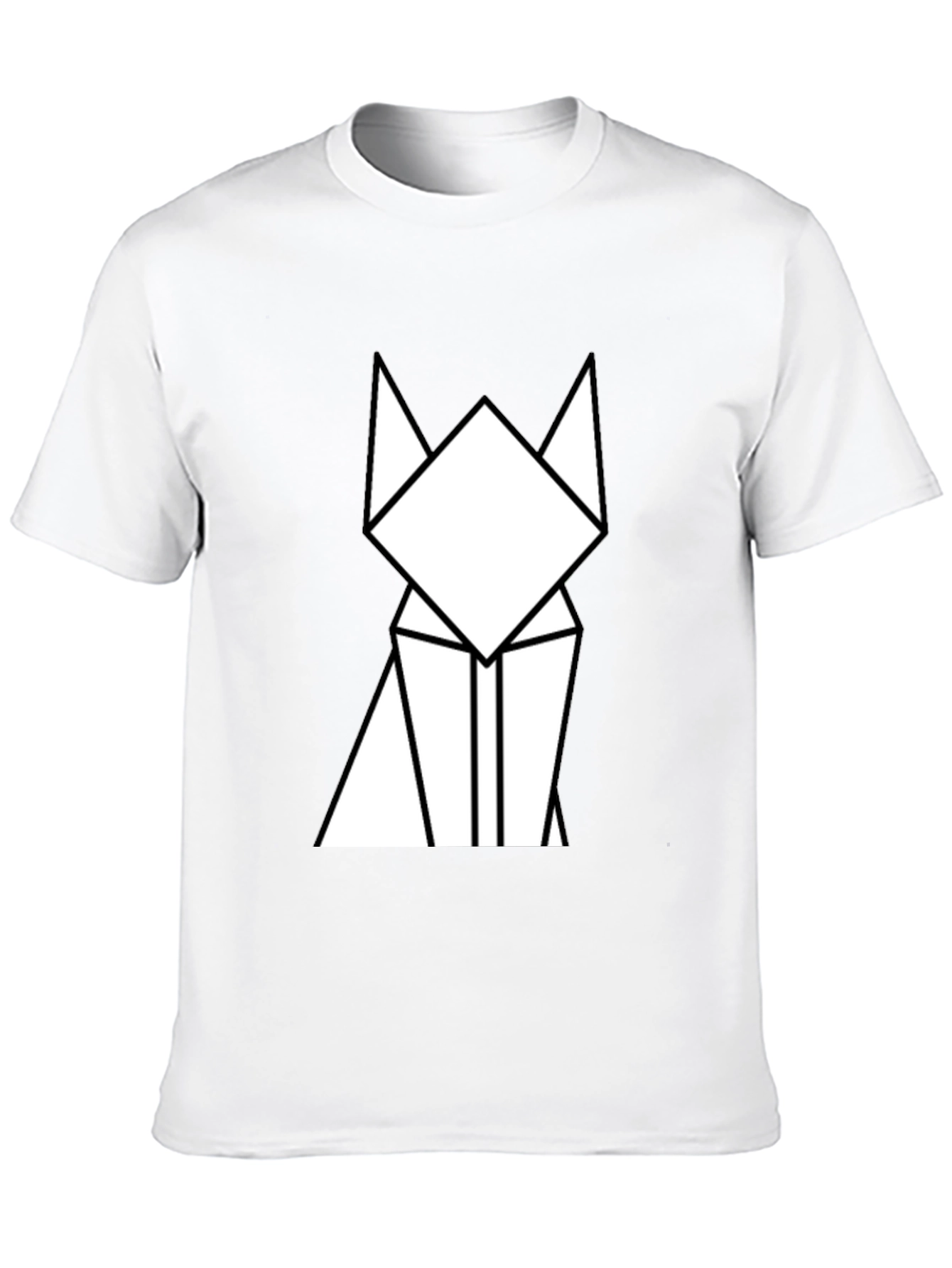 Geometric Cat Graphic Tee - Minimalist Design