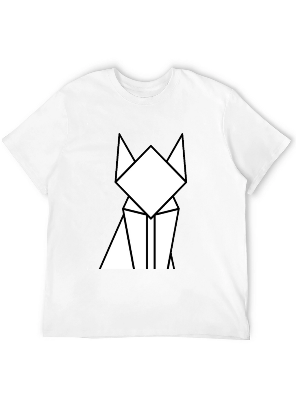 Geometric Cat Graphic Tee - Minimalist Design