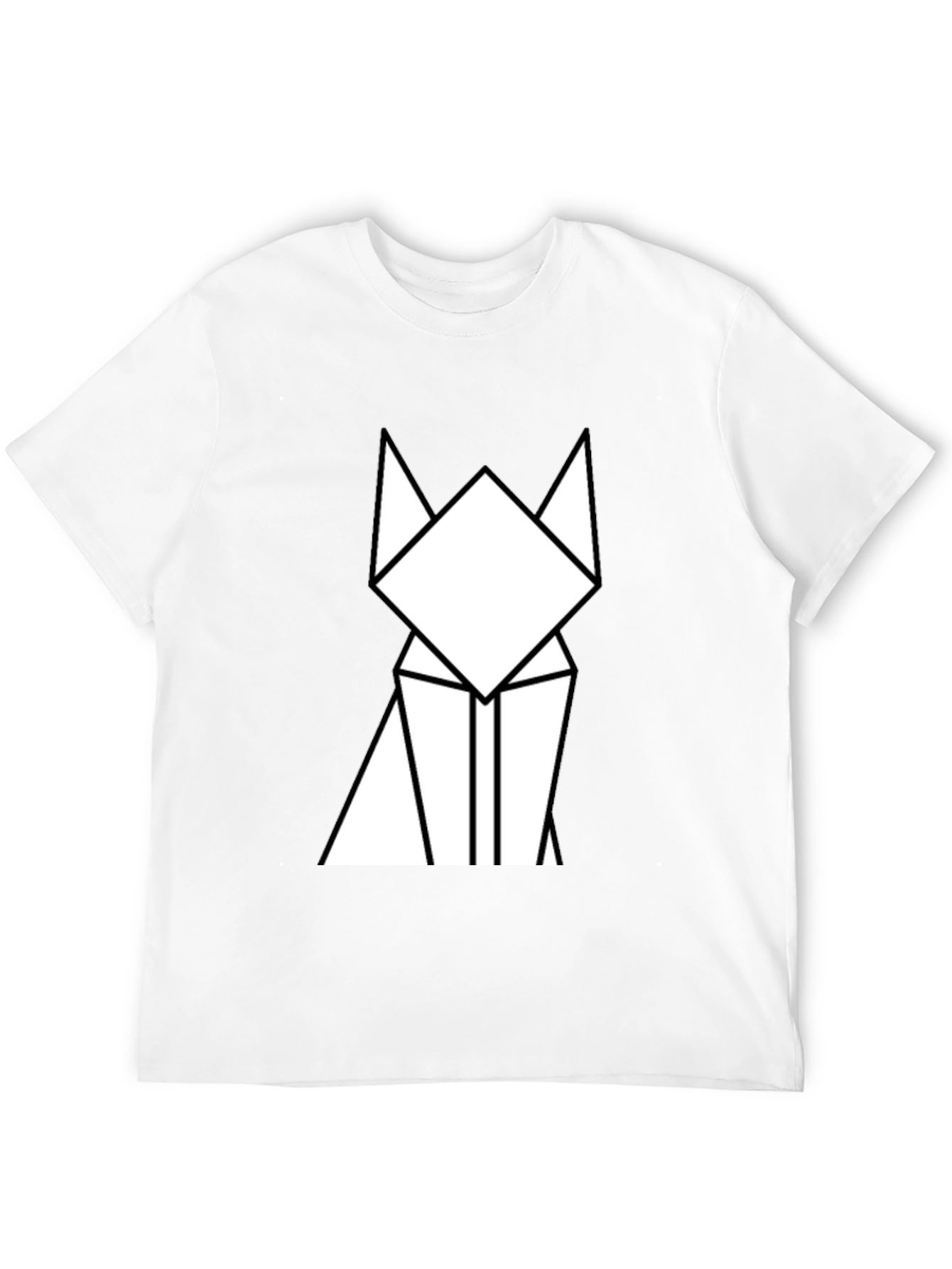 Geometric Cat Graphic Tee - Minimalist Design