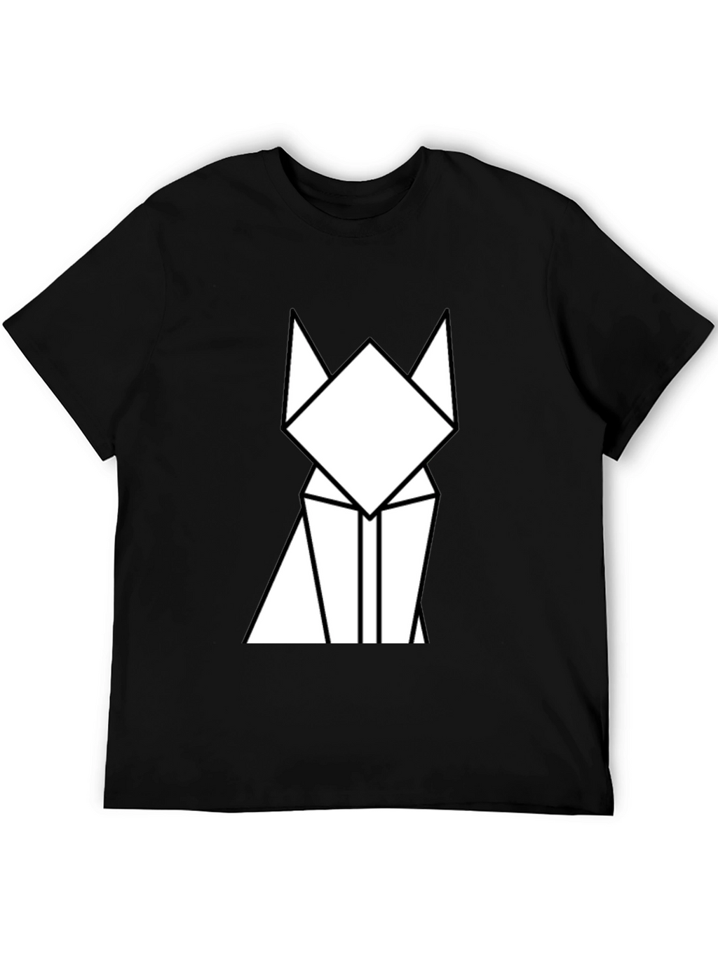 Geometric Cat Graphic Tee - Minimalist Design