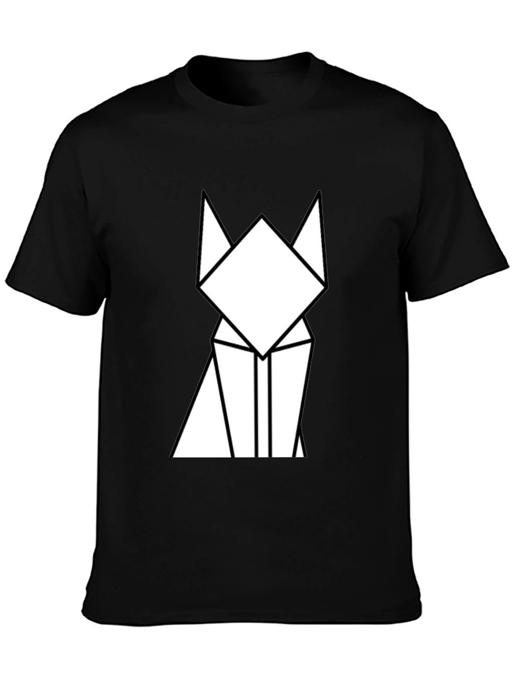 Geometric Cat Graphic Tee - Minimalist Design
