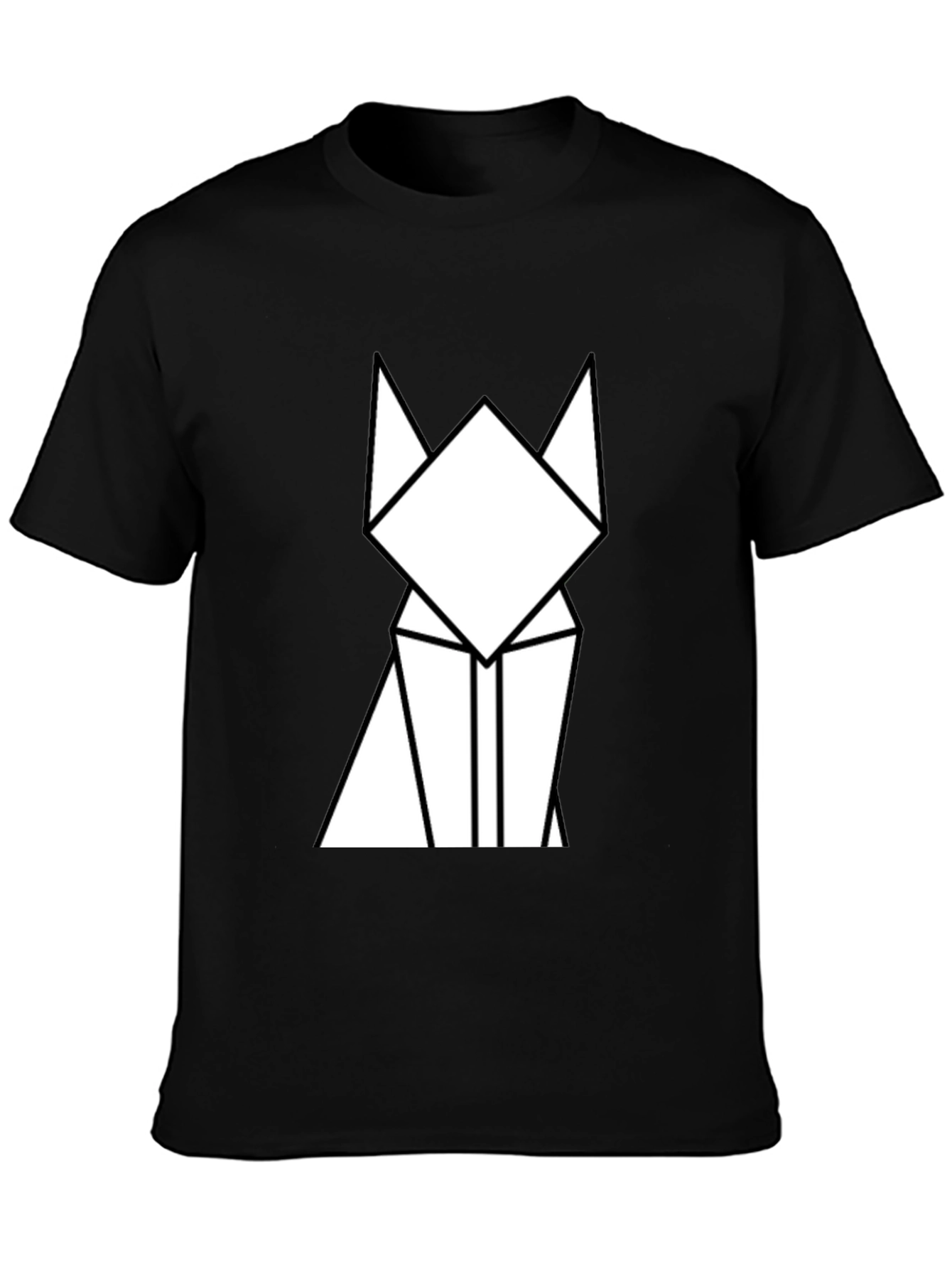 Geometric Cat Graphic Tee - Minimalist Design