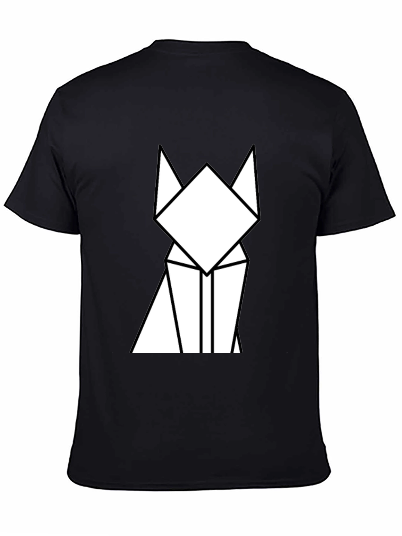 Geometric Cat Graphic Tee - Minimalist Design