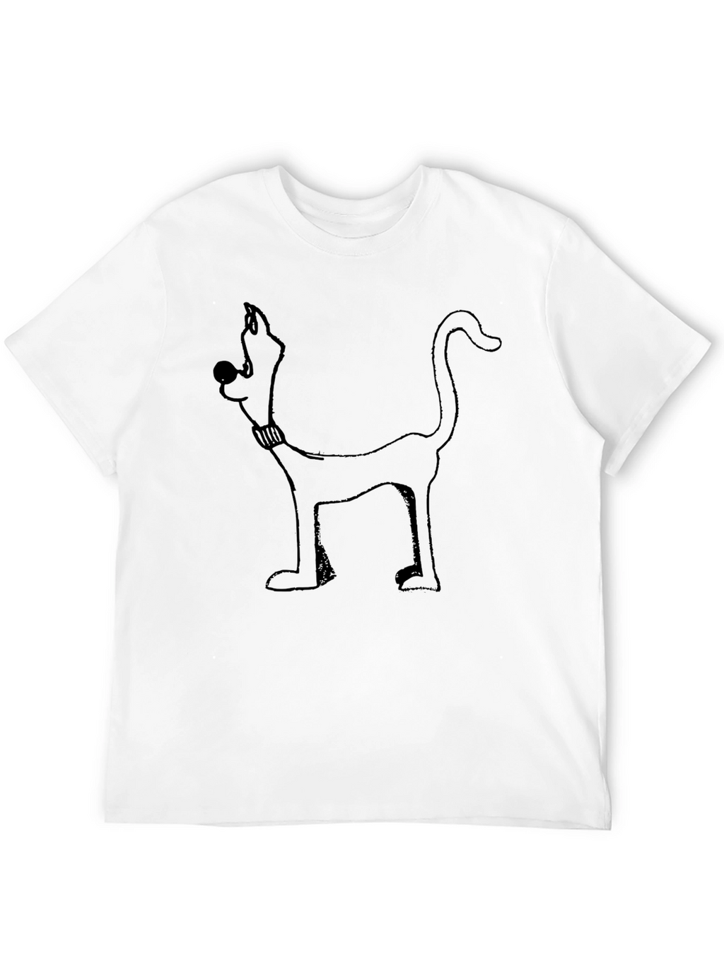 Cartoon Dog Graphic Tee - Black Cotton Blend Shirt