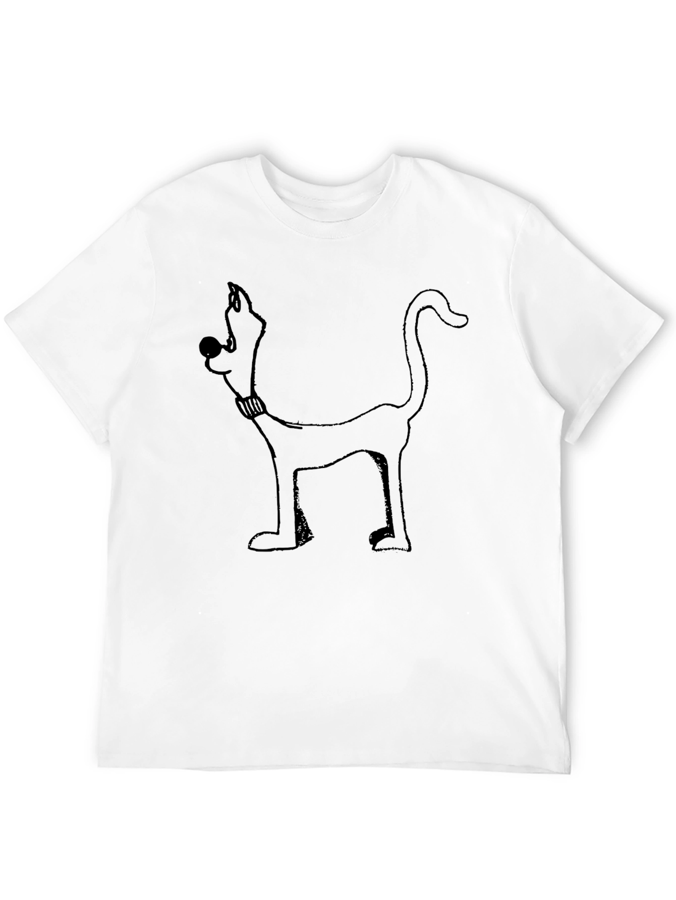 Cartoon Dog Graphic Tee - Black Cotton Blend Shirt