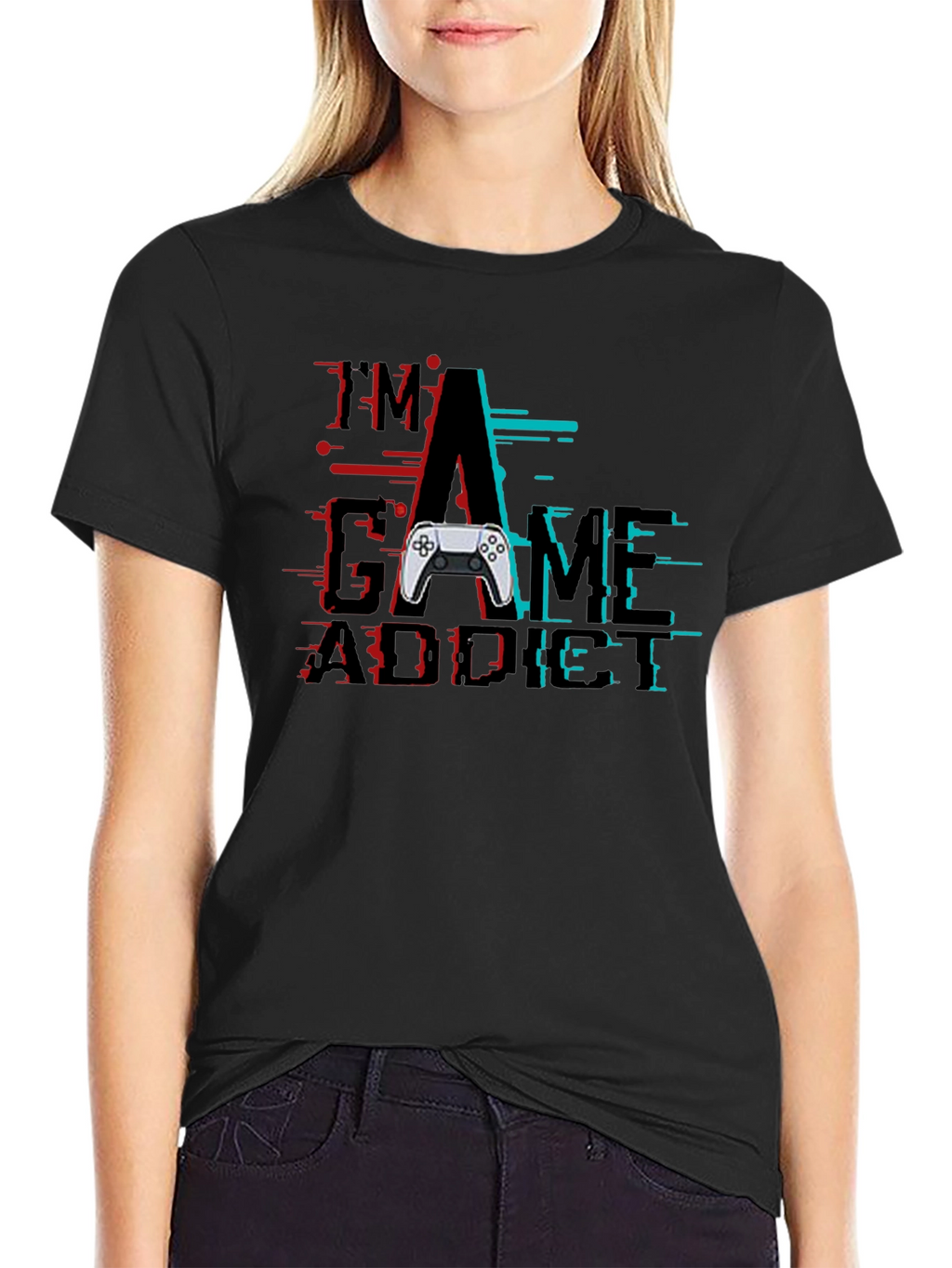 Im A Game Addict Black Graphic T-Shirt
