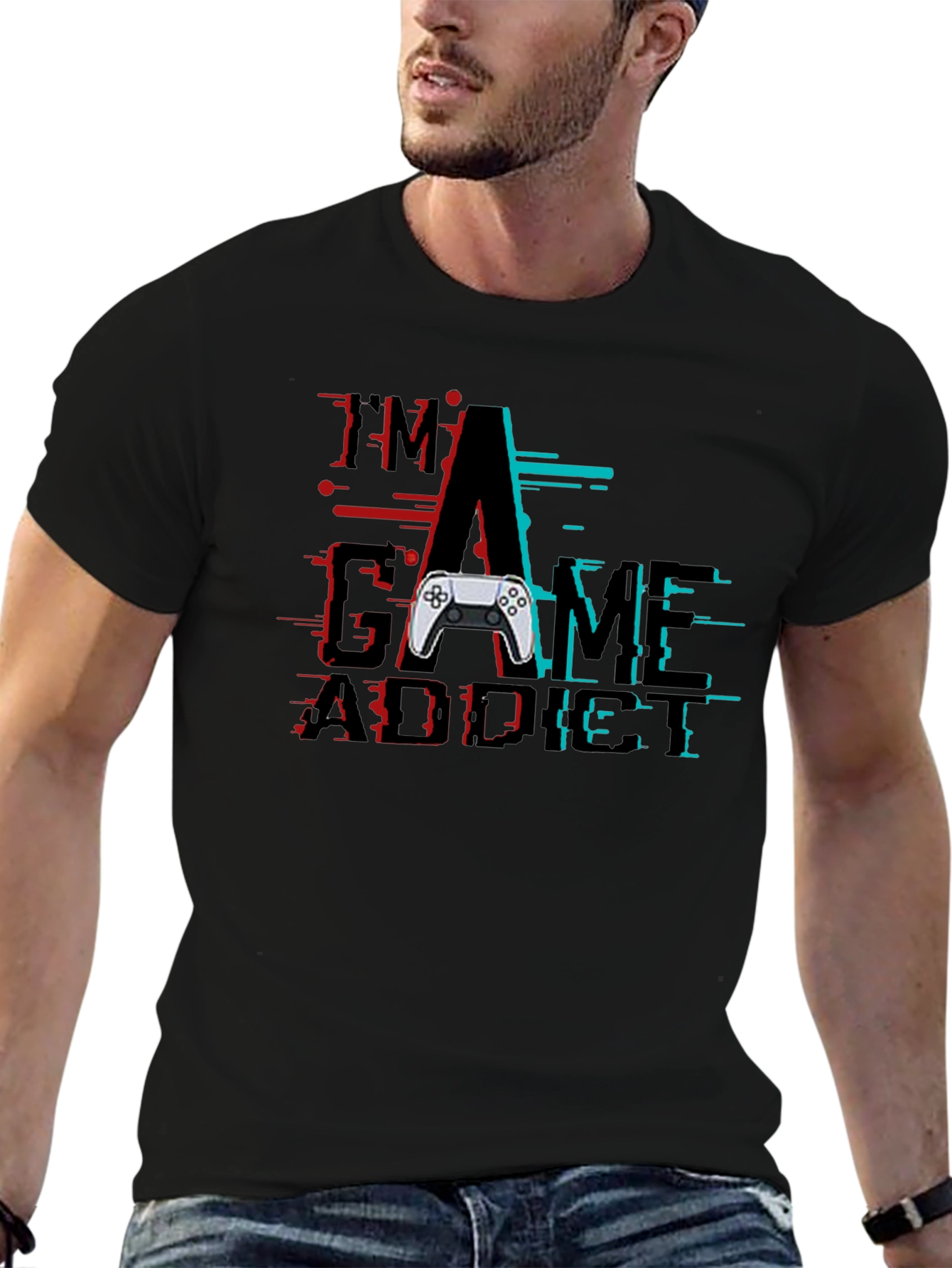 Im A Game Addict Black Graphic T-Shirt