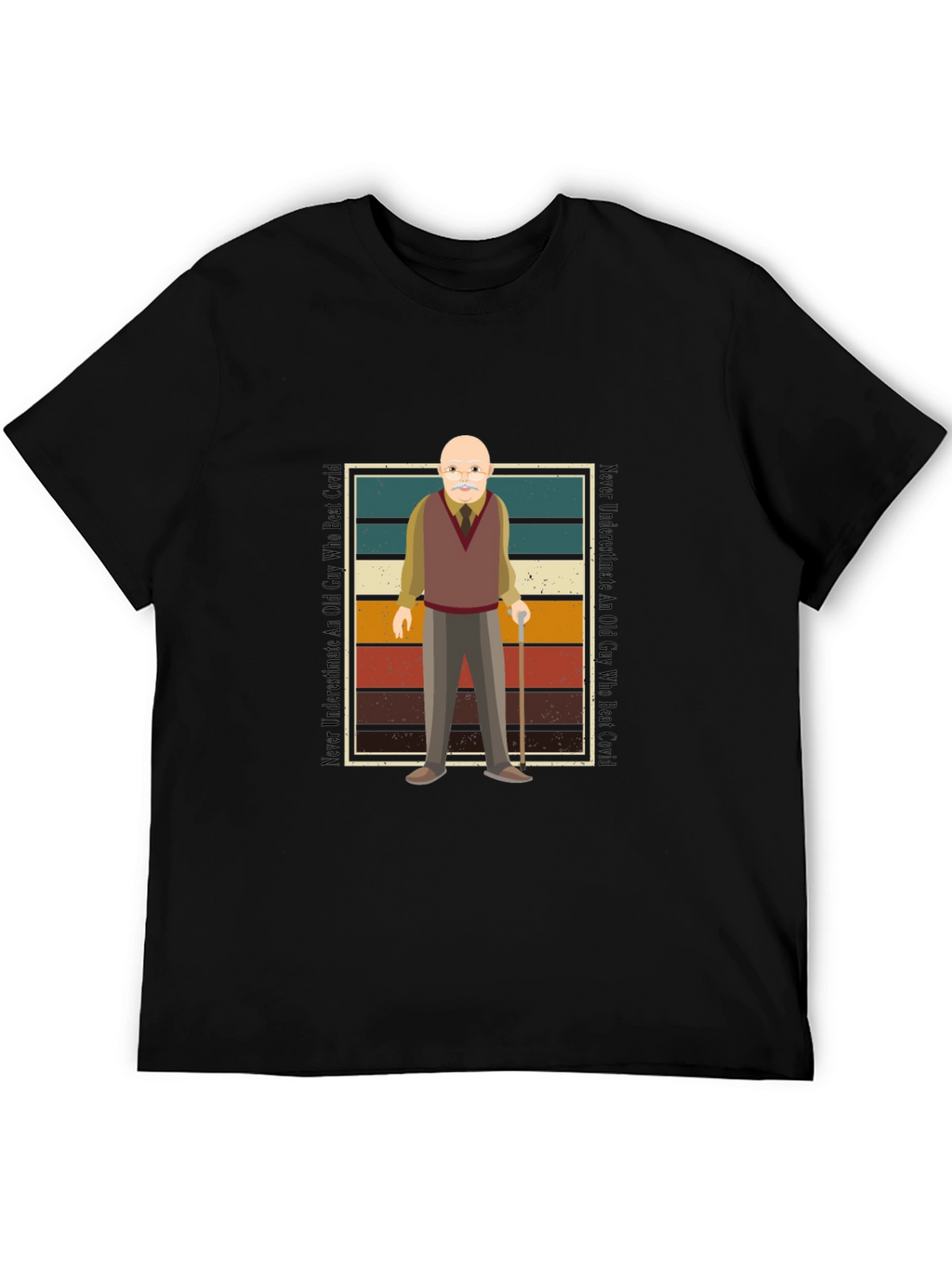 Old Guy Who Beat Covid Black T-Shirt