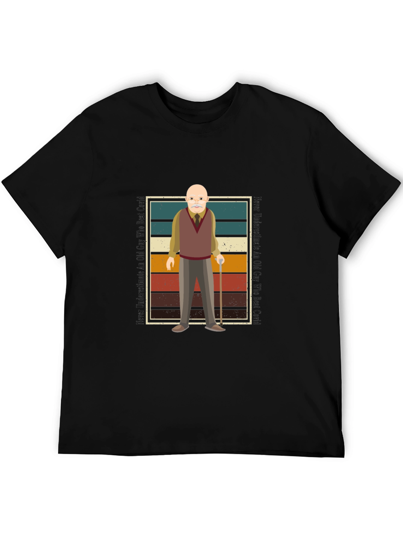 Old Guy Who Beat Covid Black T-Shirt