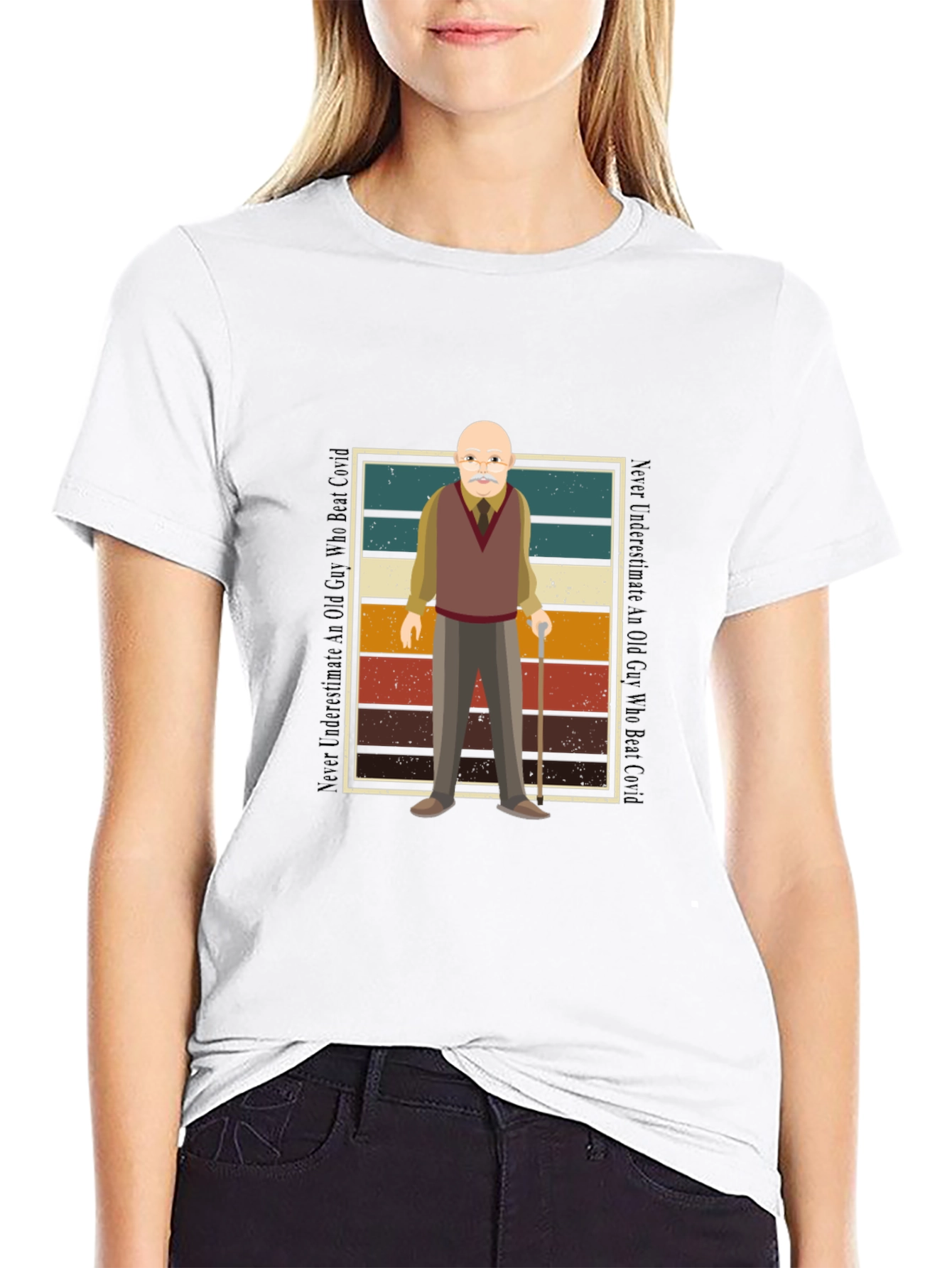 Old Guy Who Beat Covid Black T-Shirt