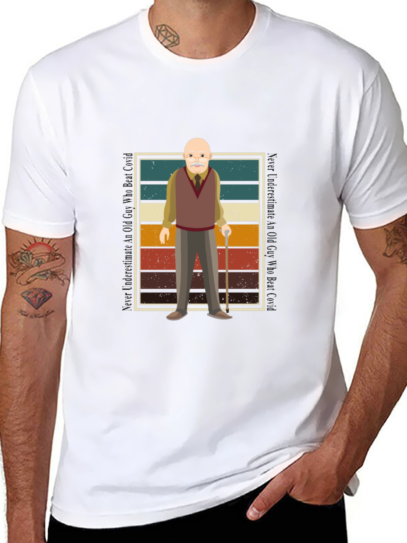 Old Guy Who Beat Covid Black T-Shirt