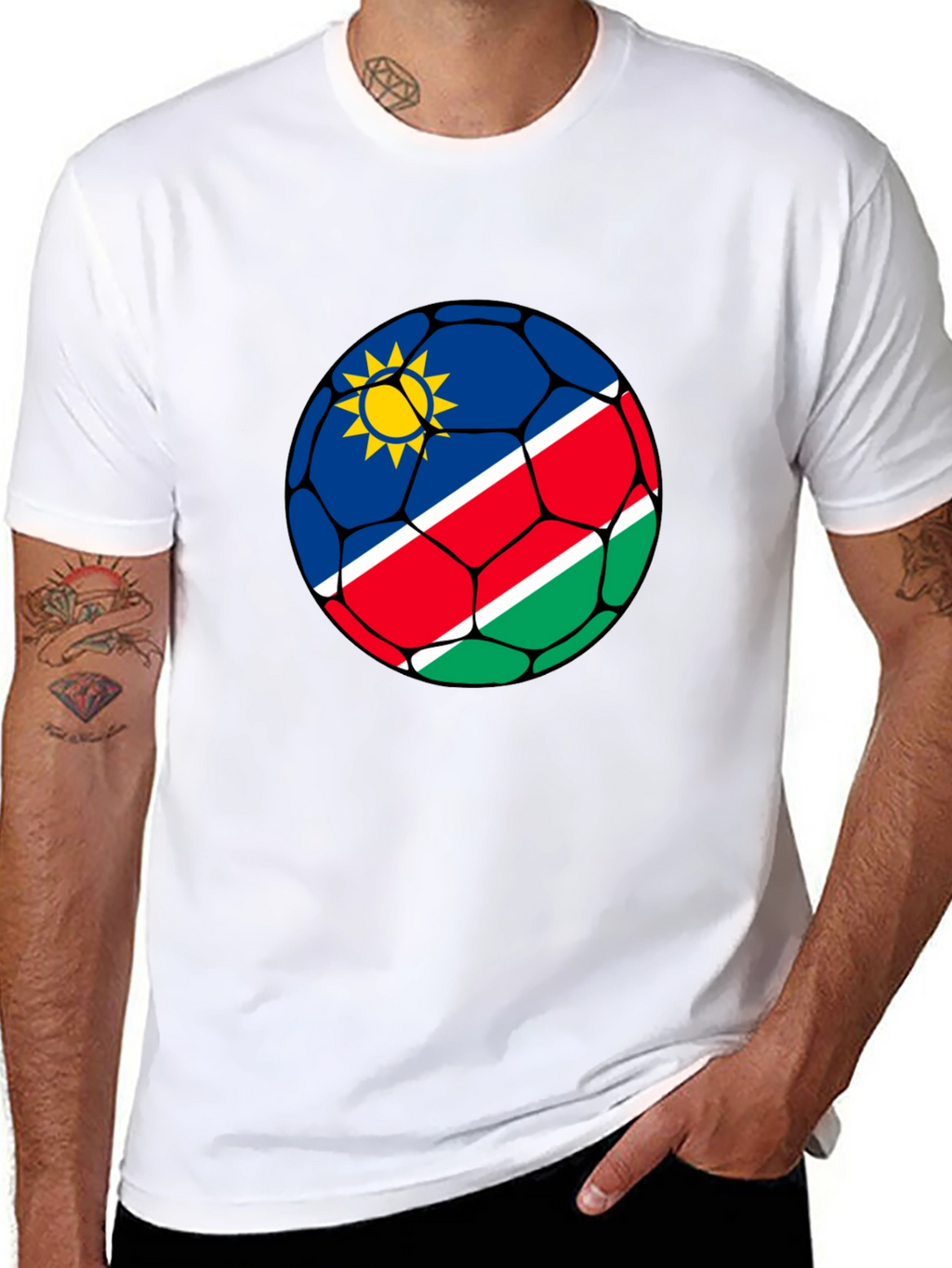 Namibia Flag Soccer Ball Graphic T-Shirt