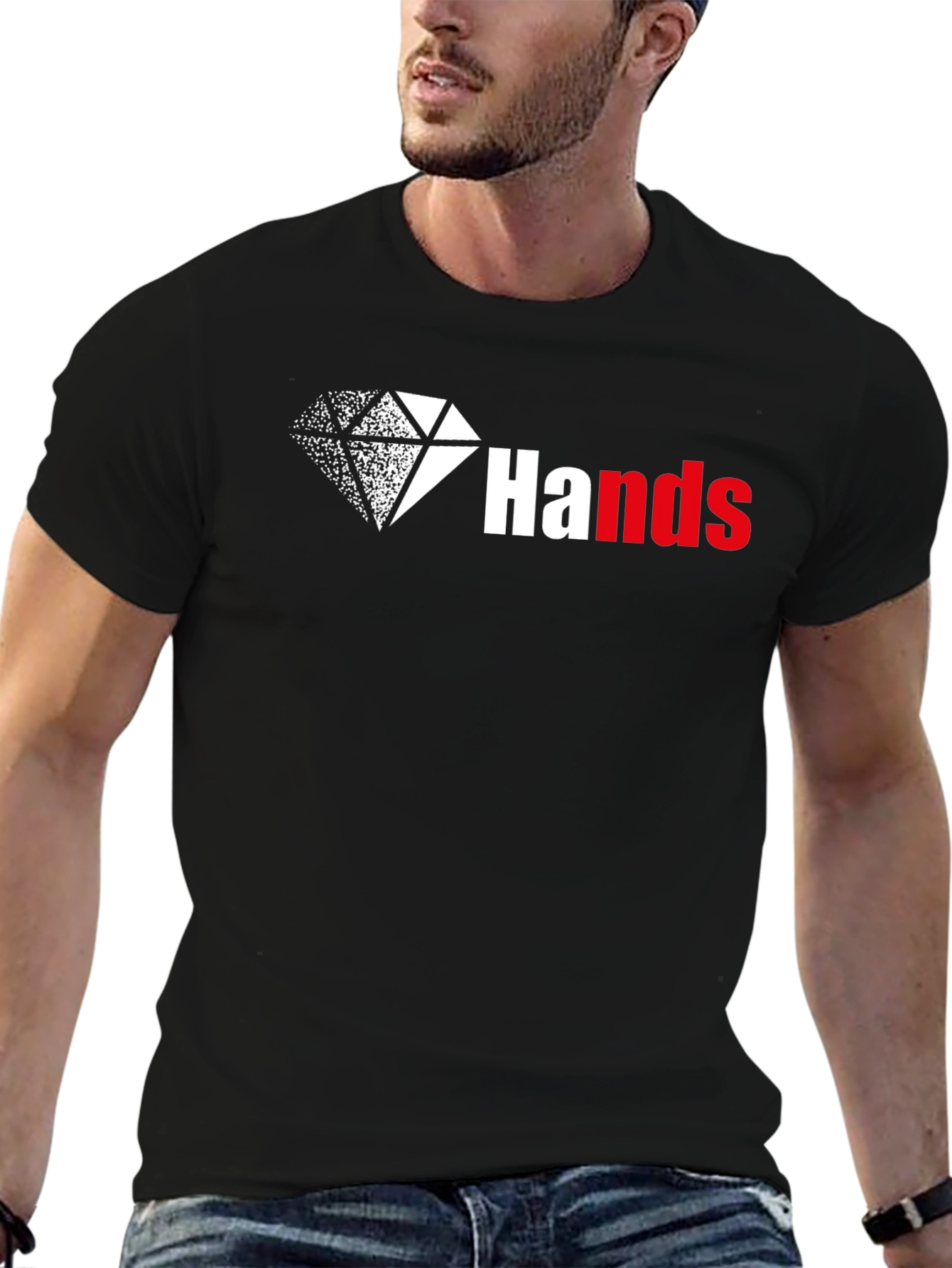 Diamond Hands Graphic Tee - Black Cotton T-Shirt
