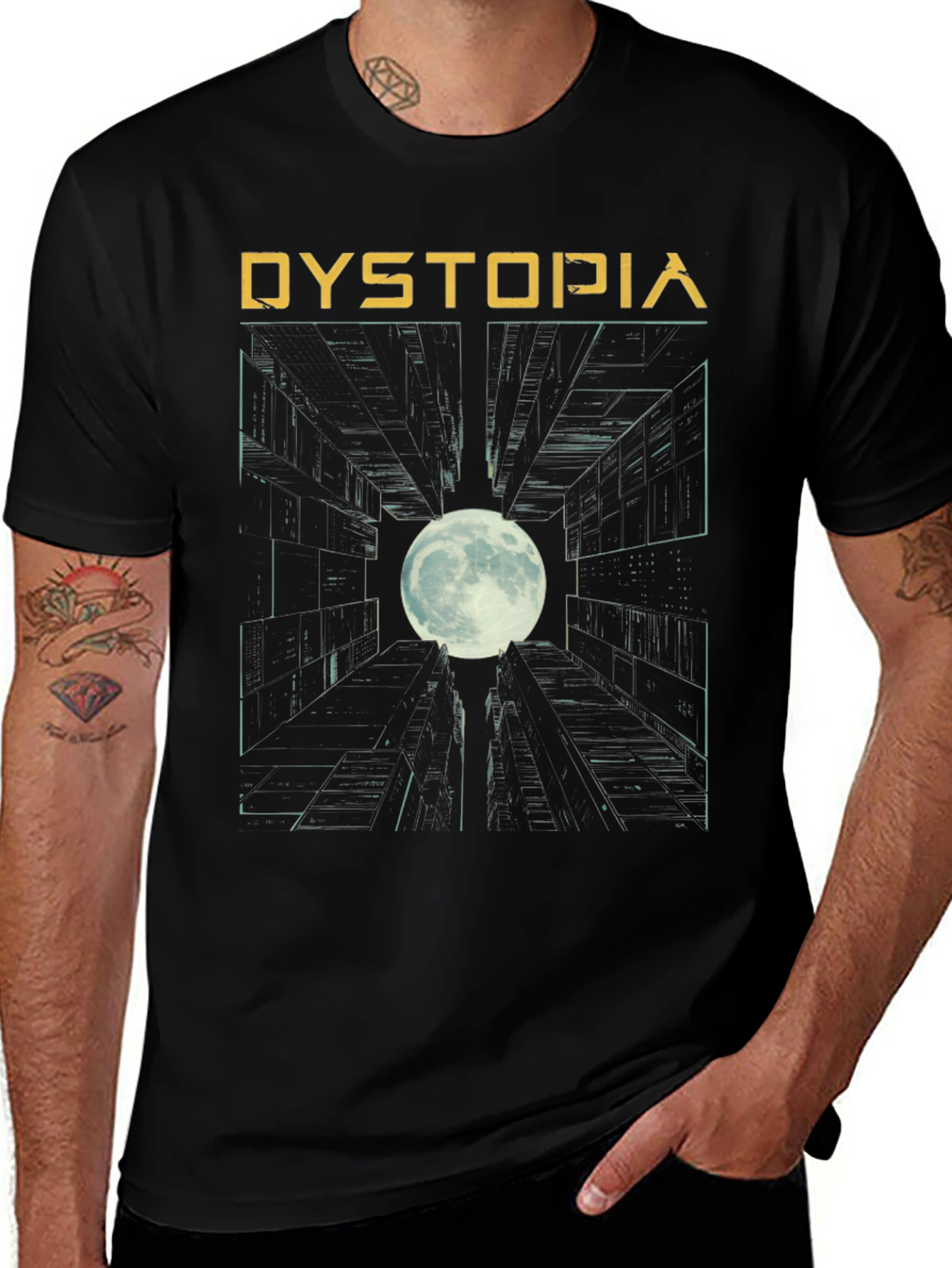 Dystopia Graphic Print Black T-Shirt