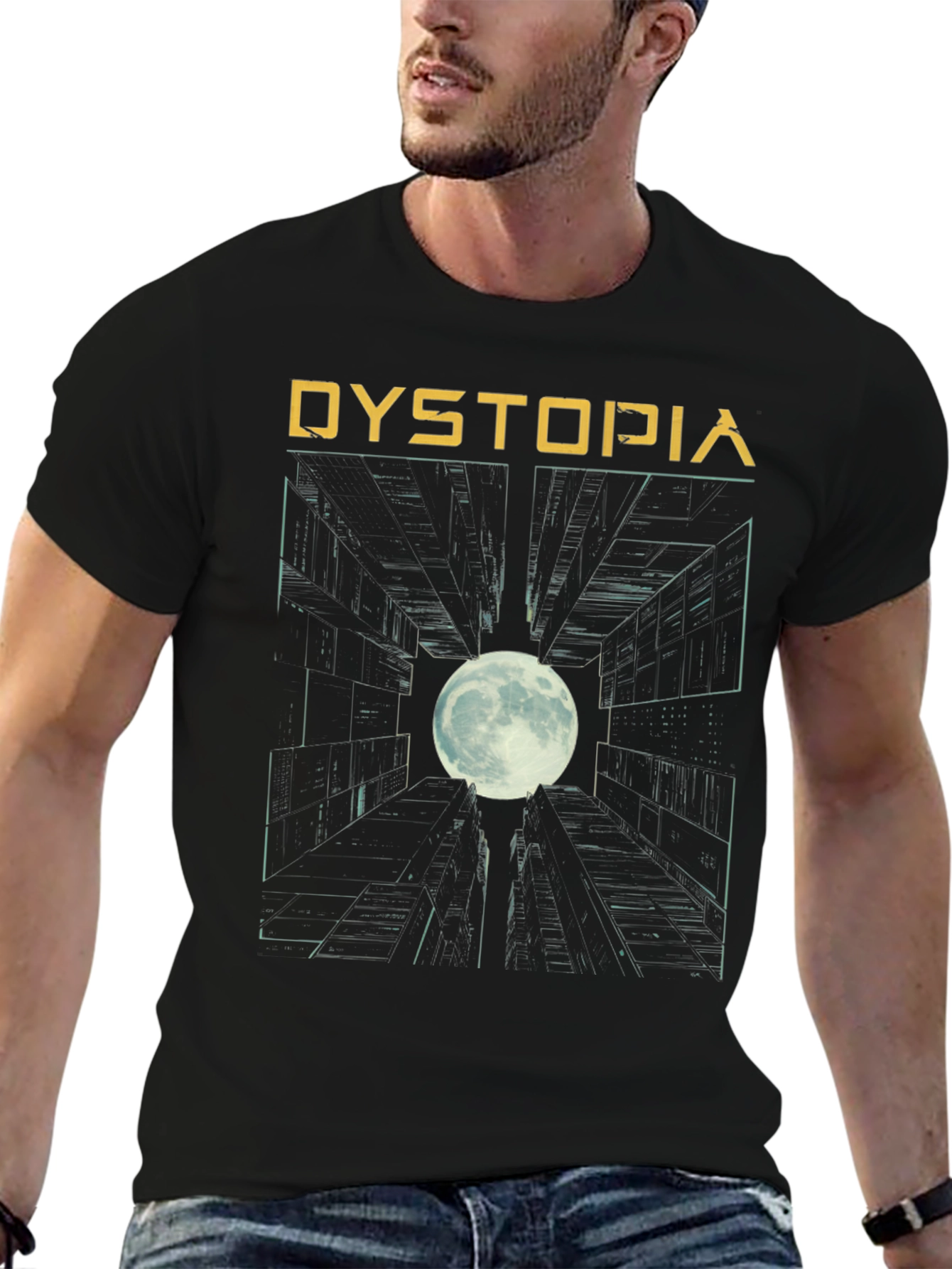 Dystopia Graphic Print Black T-Shirt