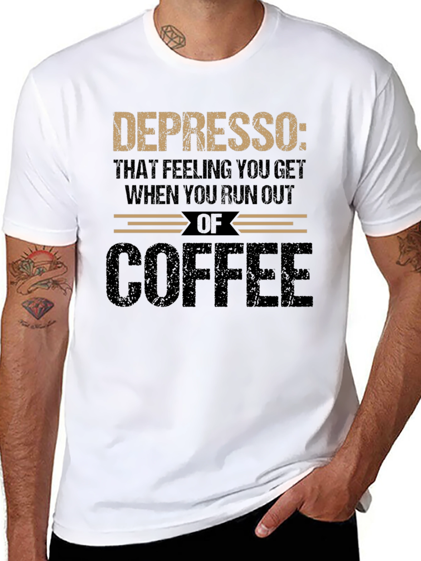 Depresso Coffee Graphic Tee - Run Out Feeling T-Shirt