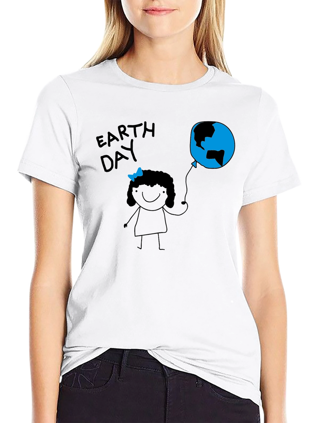 Earth Day Girl Black T-Shirt