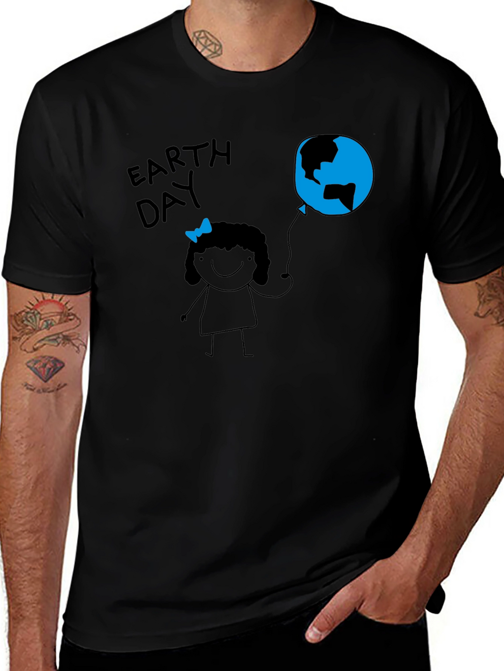 Earth Day Girl Black T-Shirt