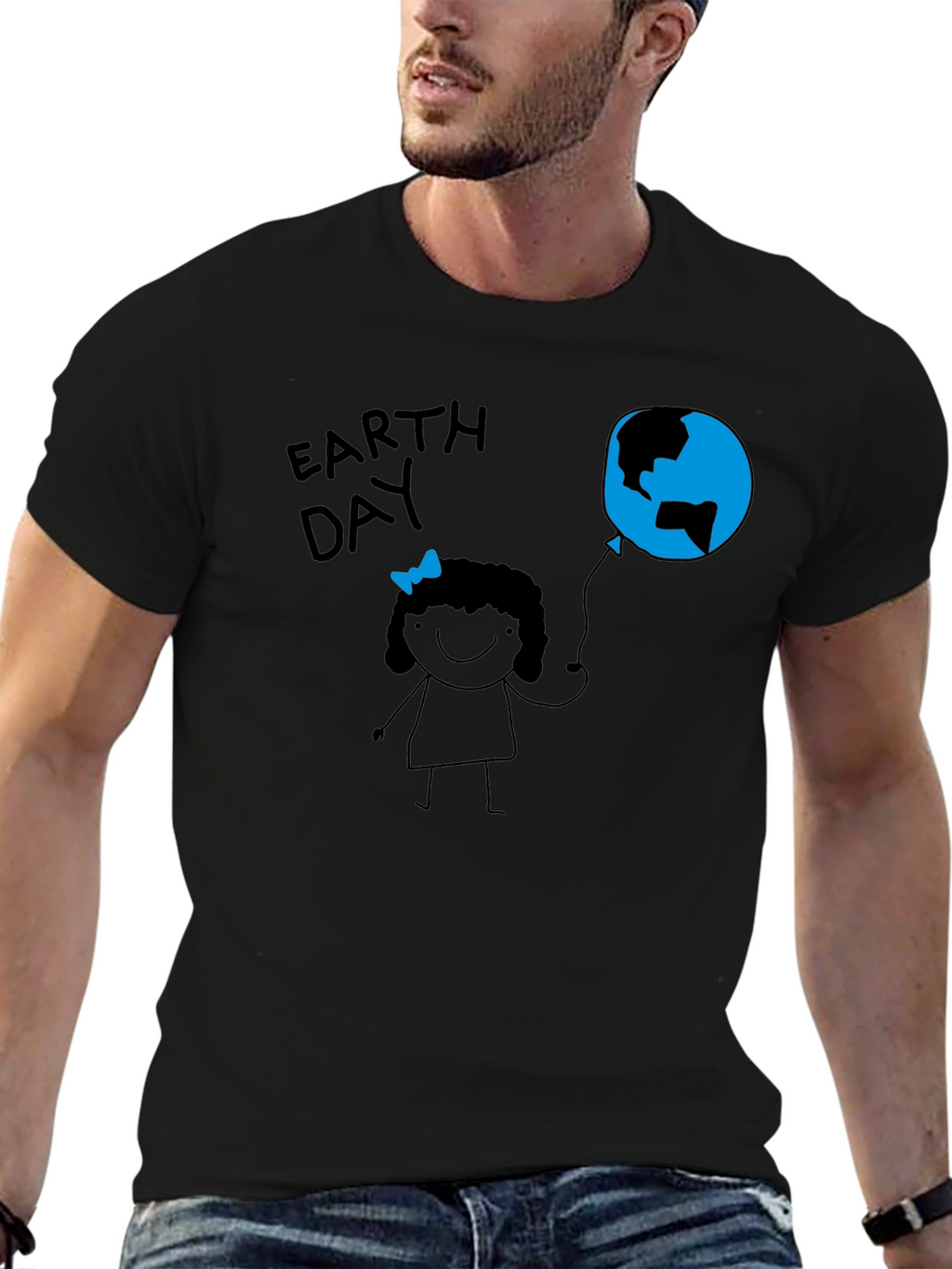 Earth Day Girl Black T-Shirt
