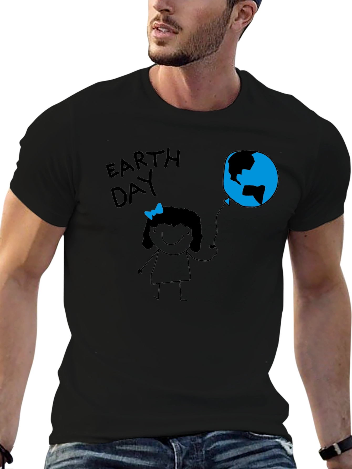 Earth Day Girl Black T-Shirt