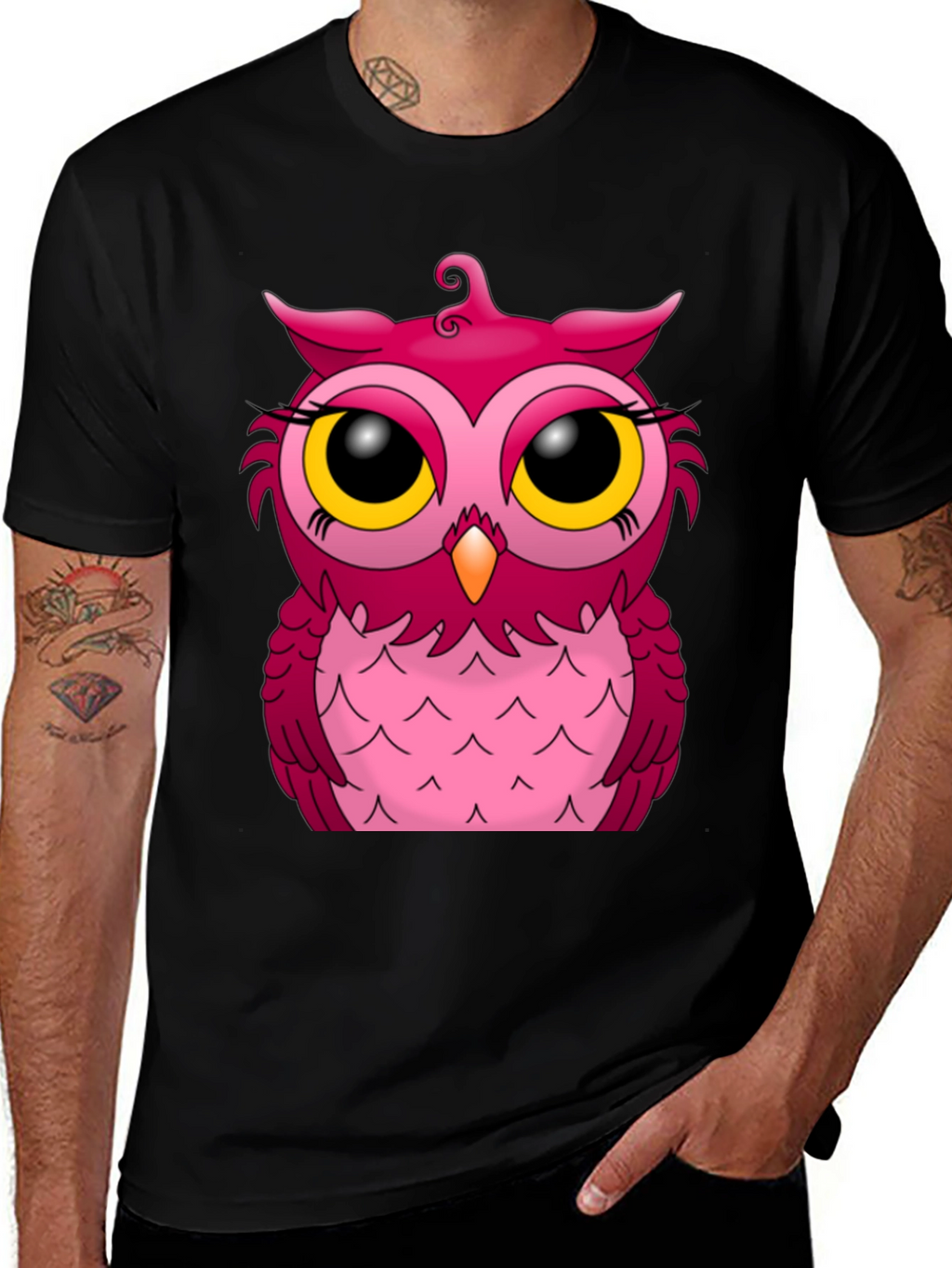 Owl Graphic Tee - Black Cotton Blend
