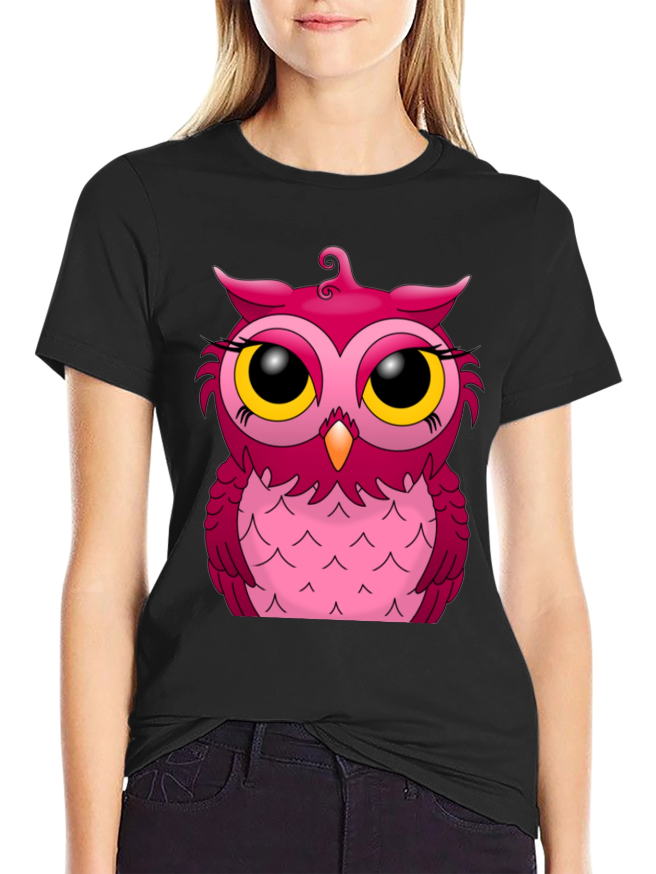 Owl Graphic Tee - Black Cotton Blend