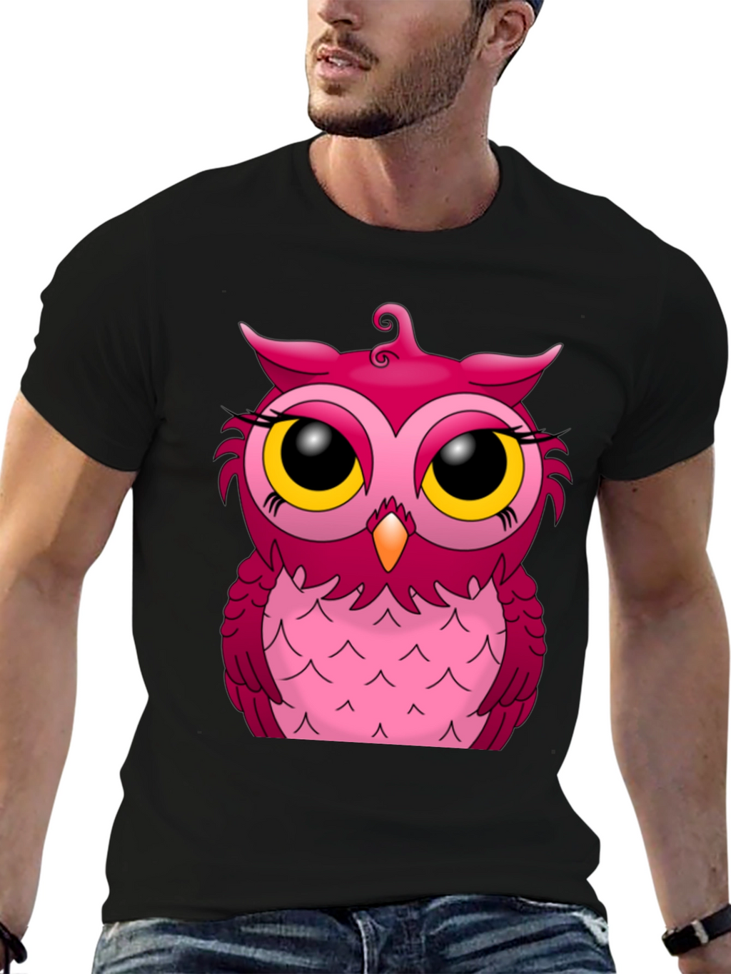 Owl Graphic Tee - Black Cotton Blend