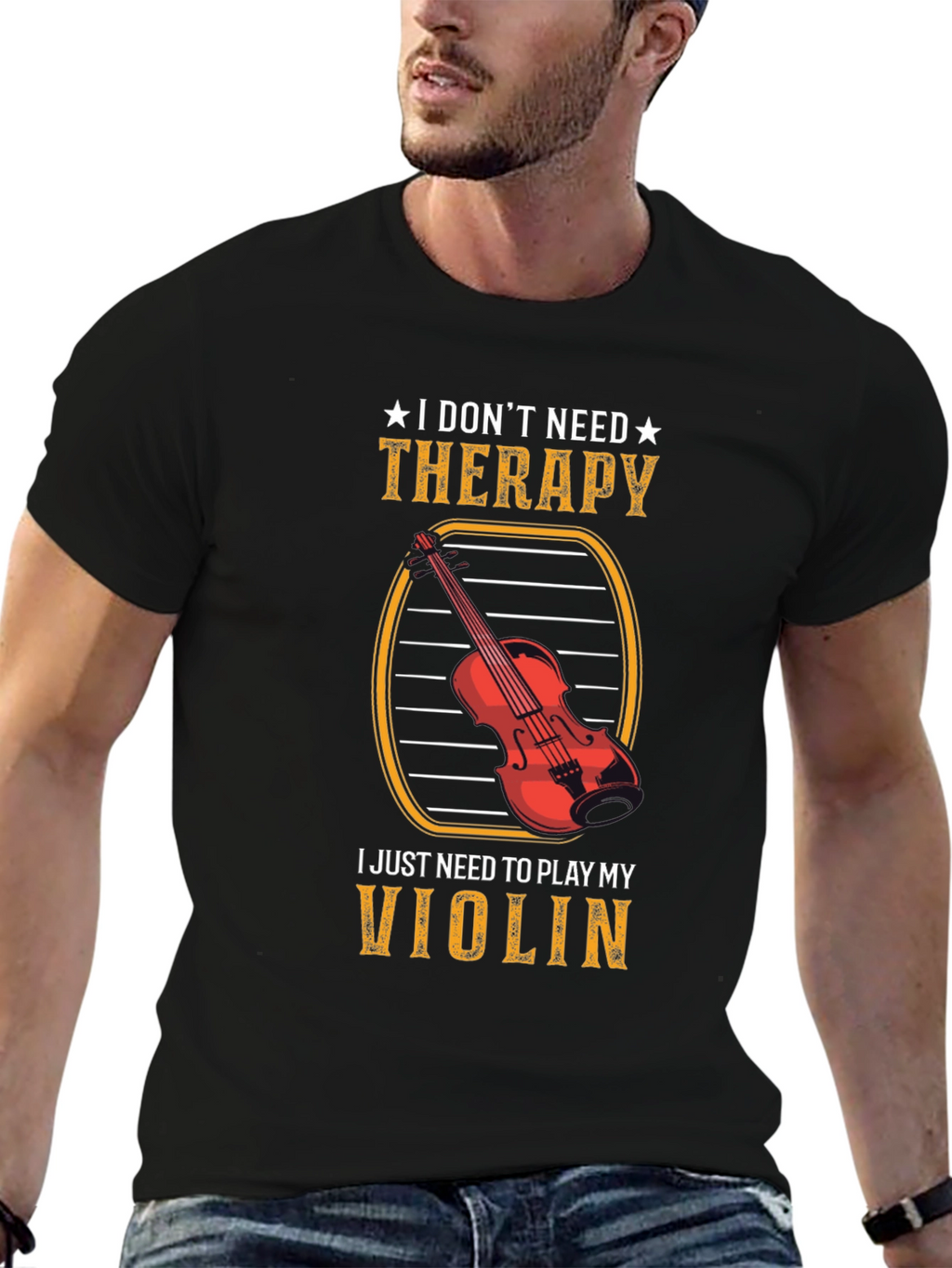 Violin Therapy Black T-Shirt