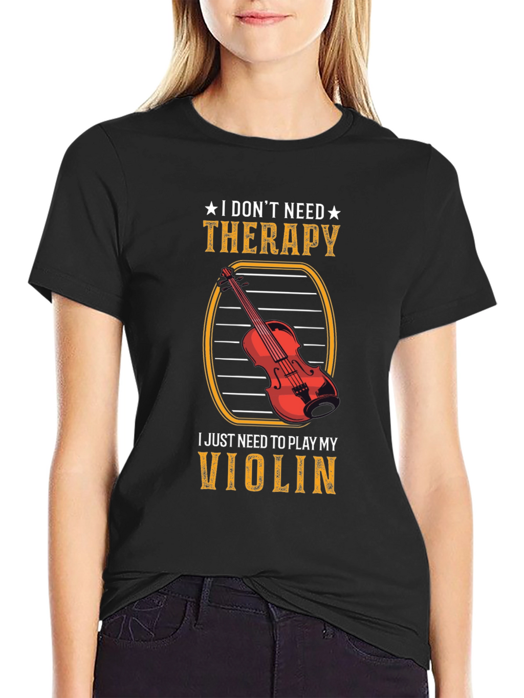 Violin Therapy Black T-Shirt