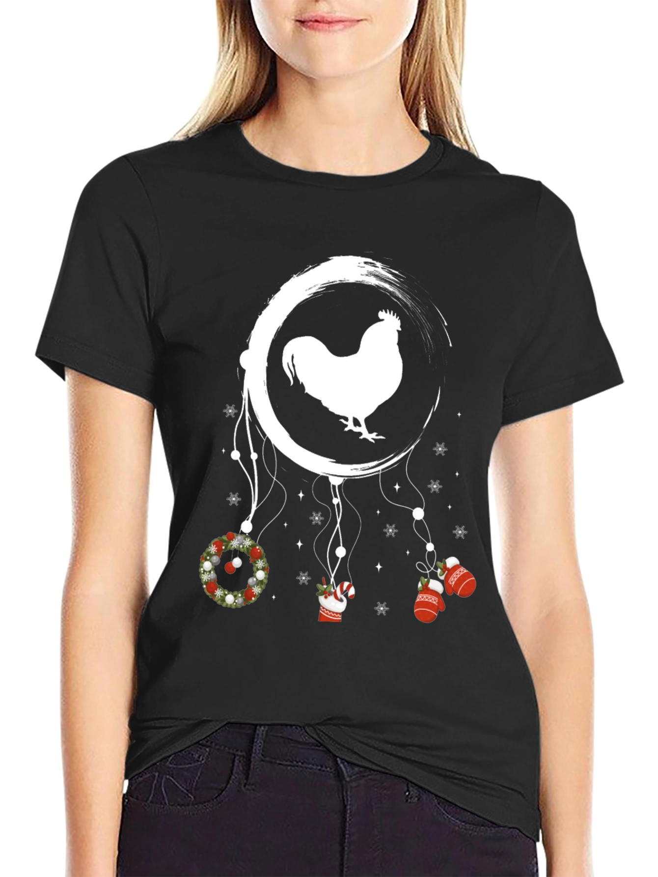 Festive Rooster Dreamcatcher Graphic Tee