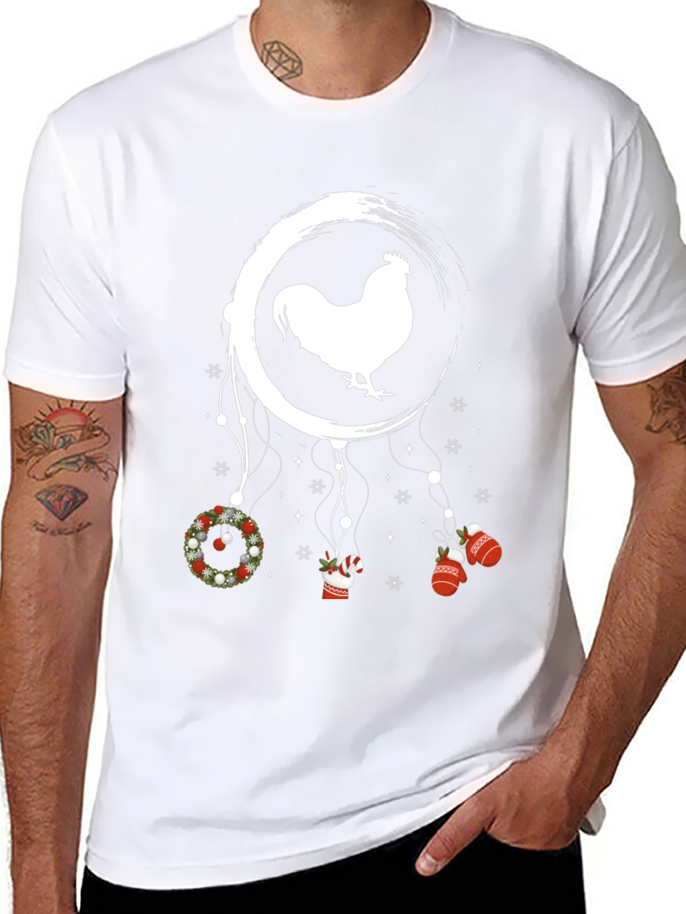 Festive Rooster Dreamcatcher Graphic Tee