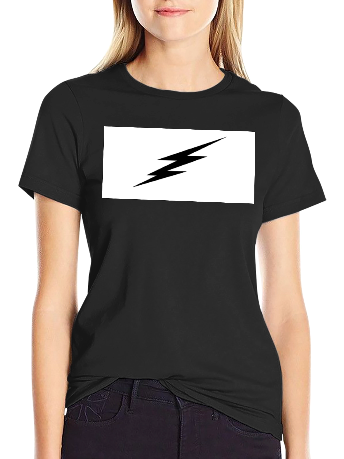 Lightning Bolt Graphic Tee - Black Cotton T-Shirt