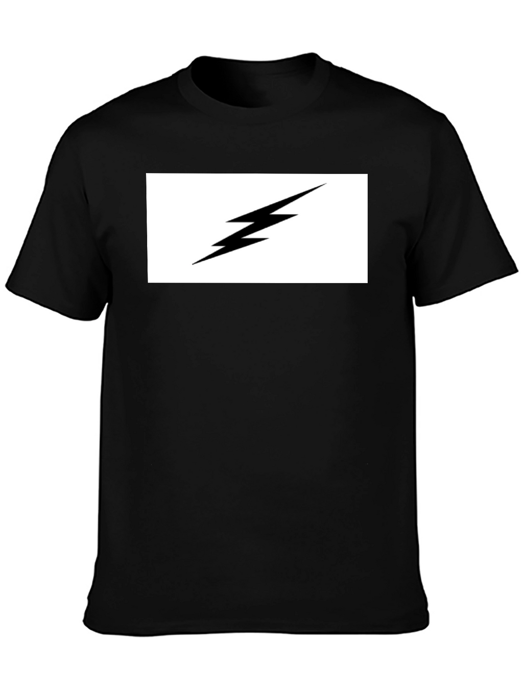 Lightning Bolt Graphic Tee - Black Cotton T-Shirt