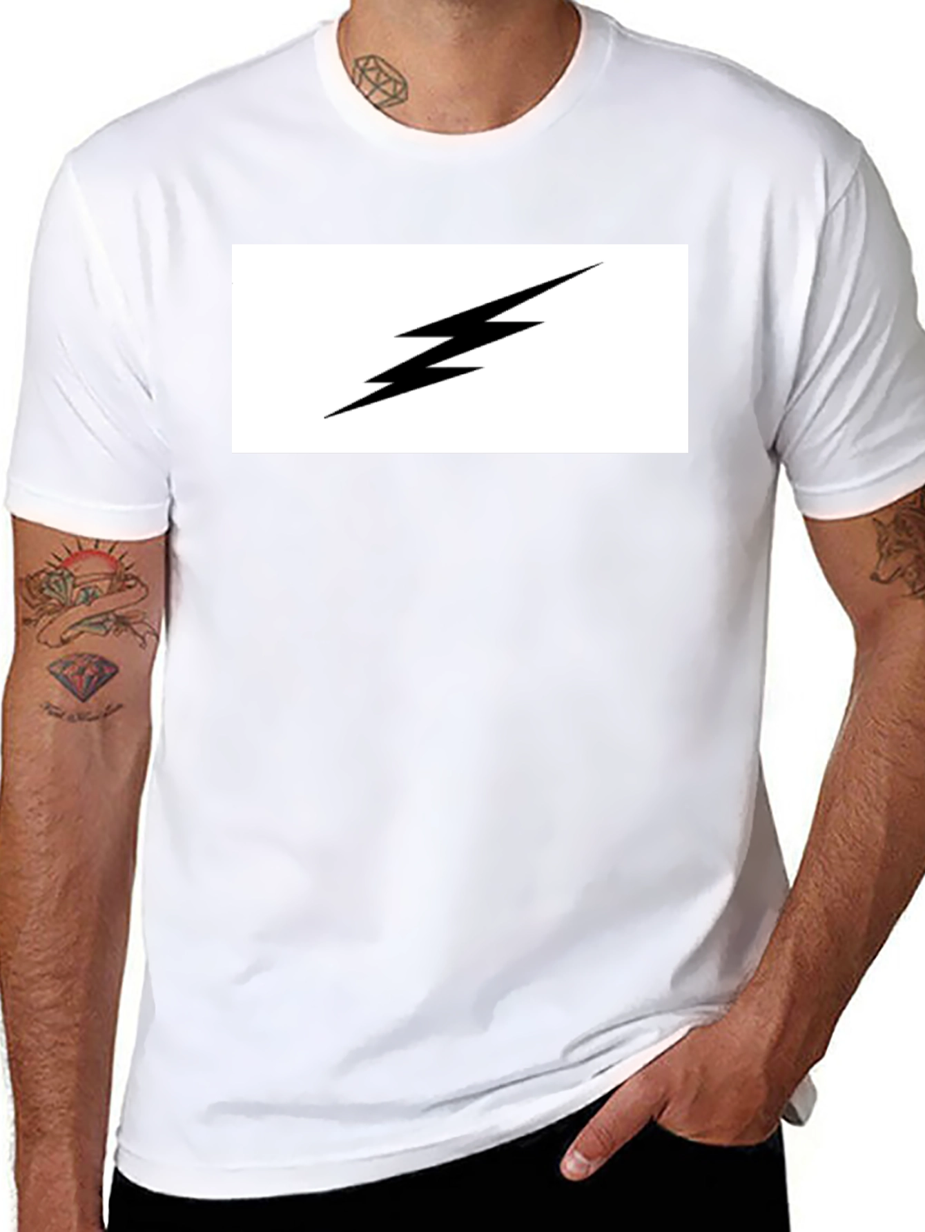 Lightning Bolt Graphic Tee - Black Cotton T-Shirt