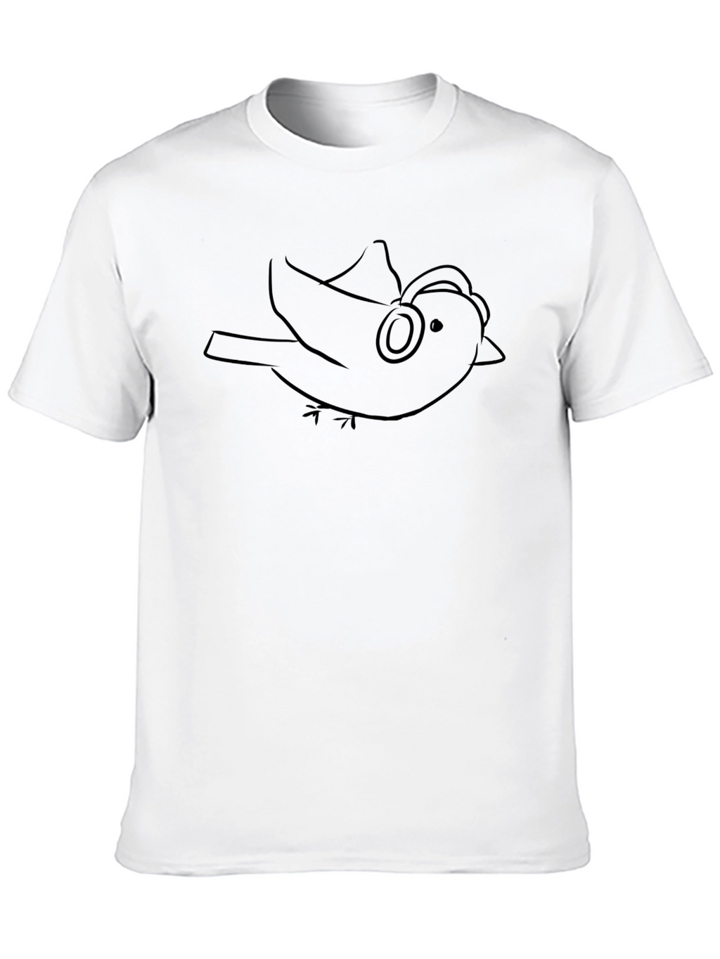 Bird with Headphones Graphic Tee - Black