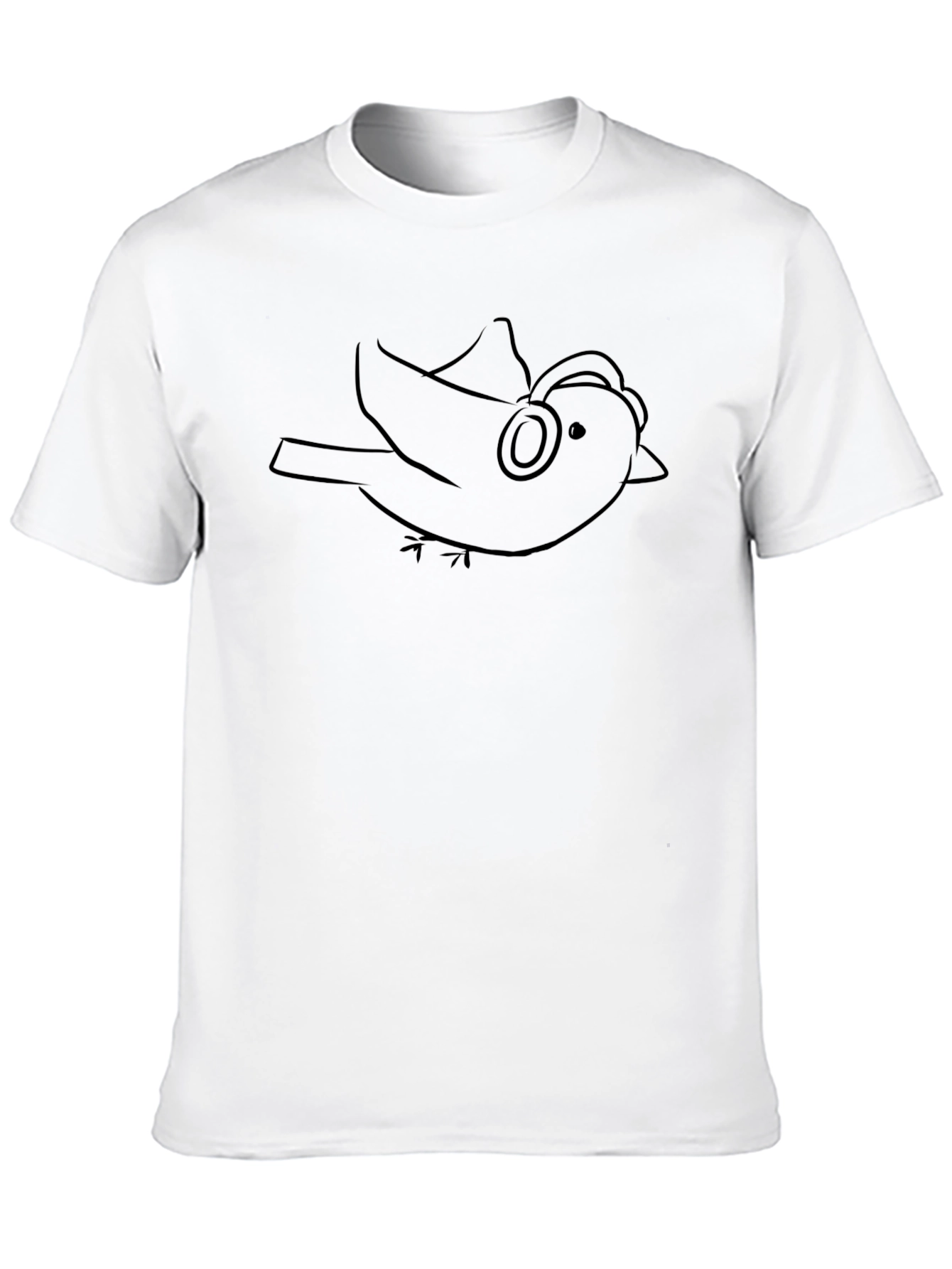 Bird with Headphones Graphic Tee - Black
