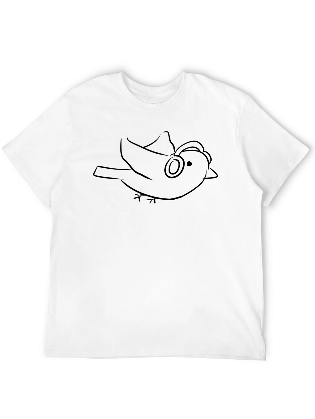 Bird with Headphones Graphic Tee - Black
