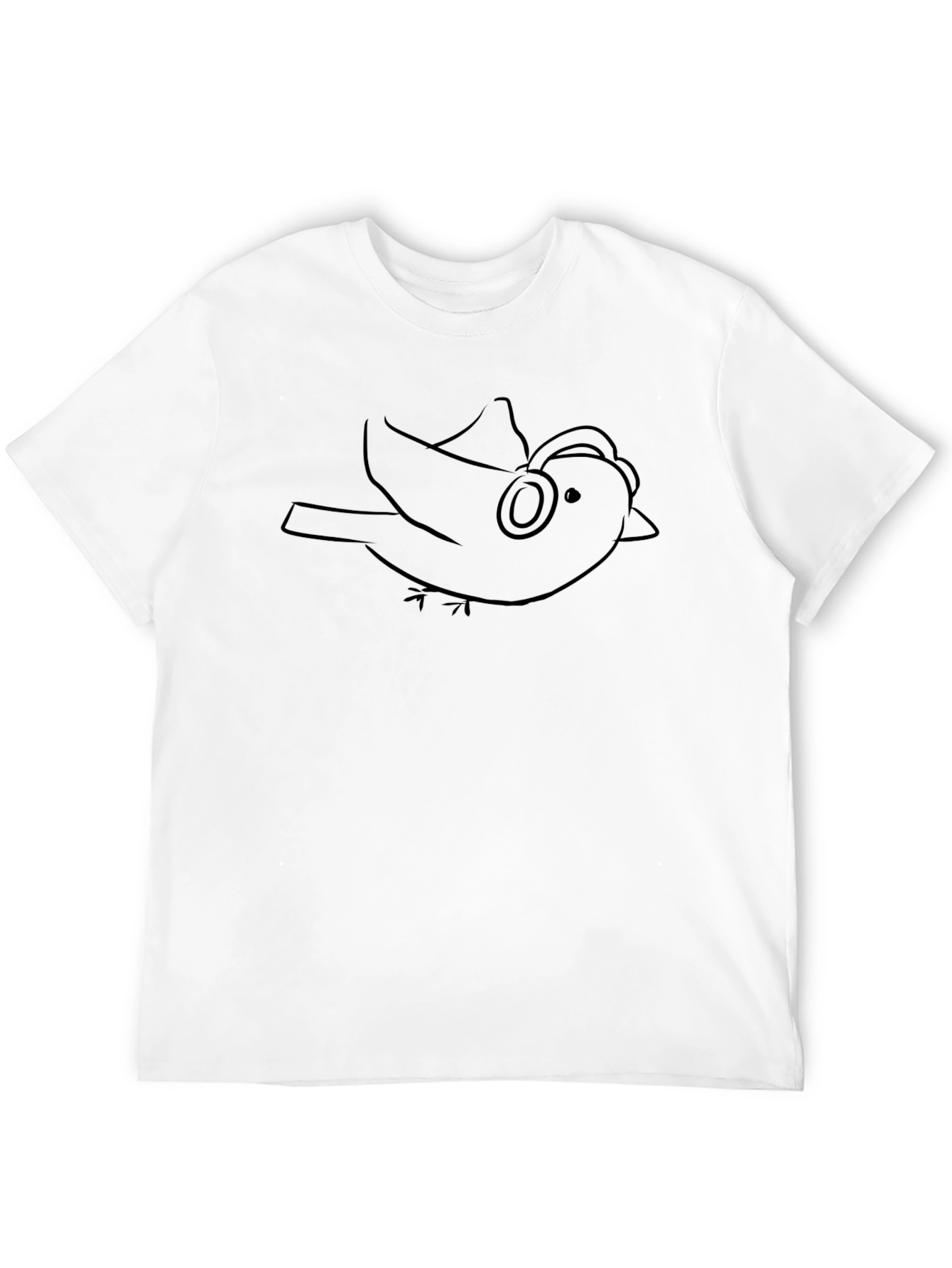 Bird with Headphones Graphic Tee - Black