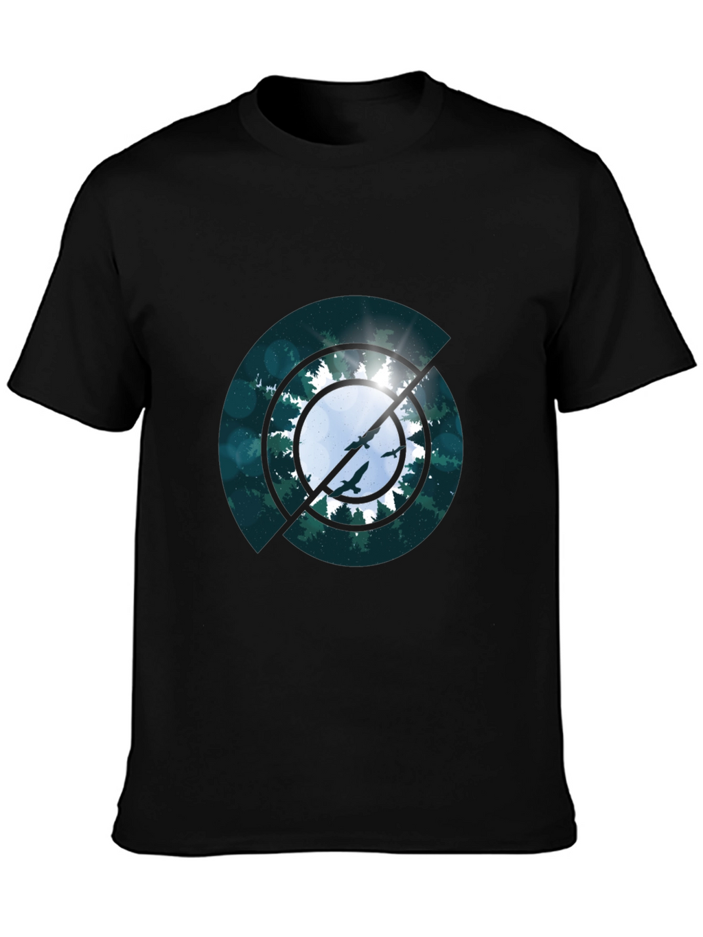 Nature Circle Graphic Black T-Shirt