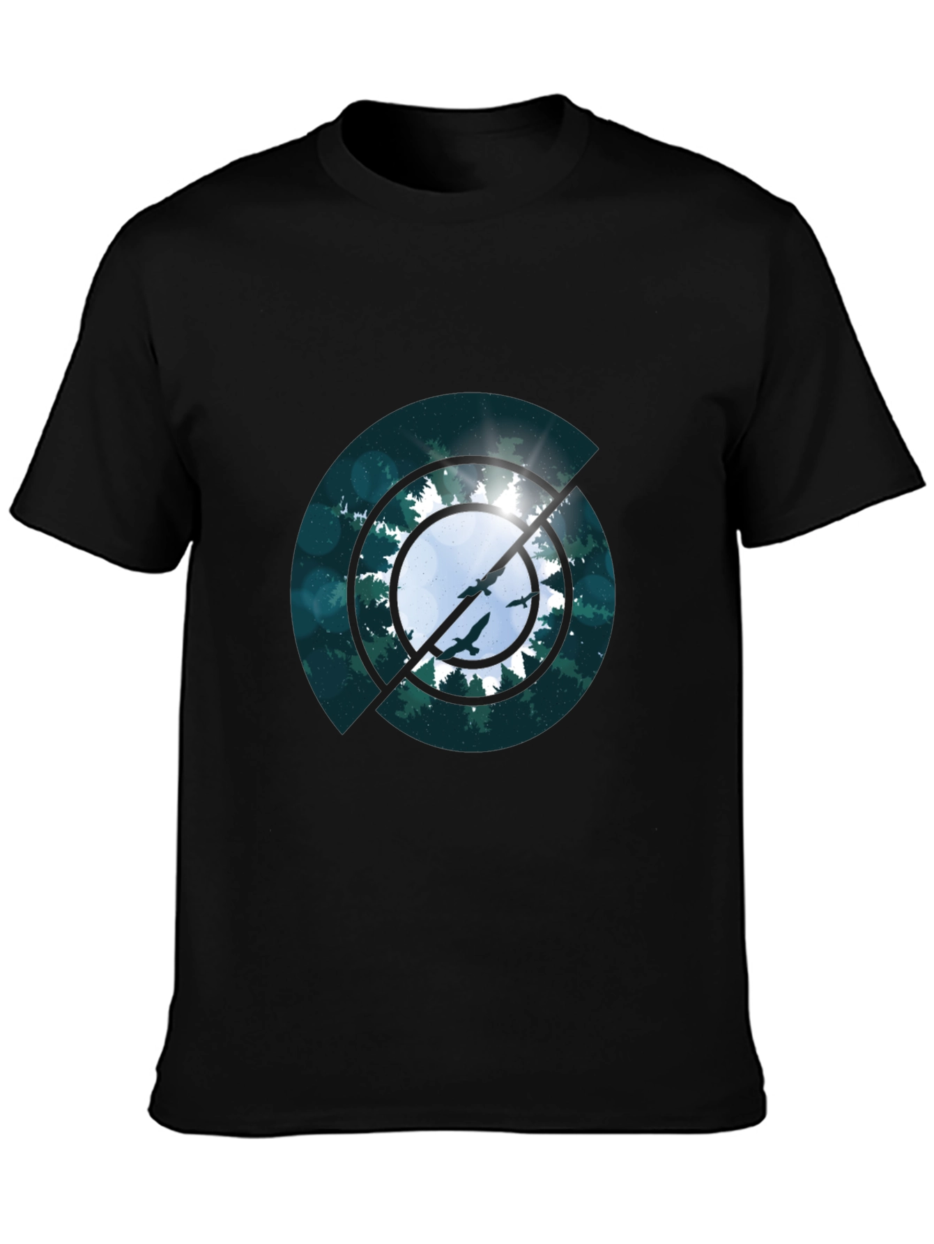 Nature Circle Graphic Black T-Shirt